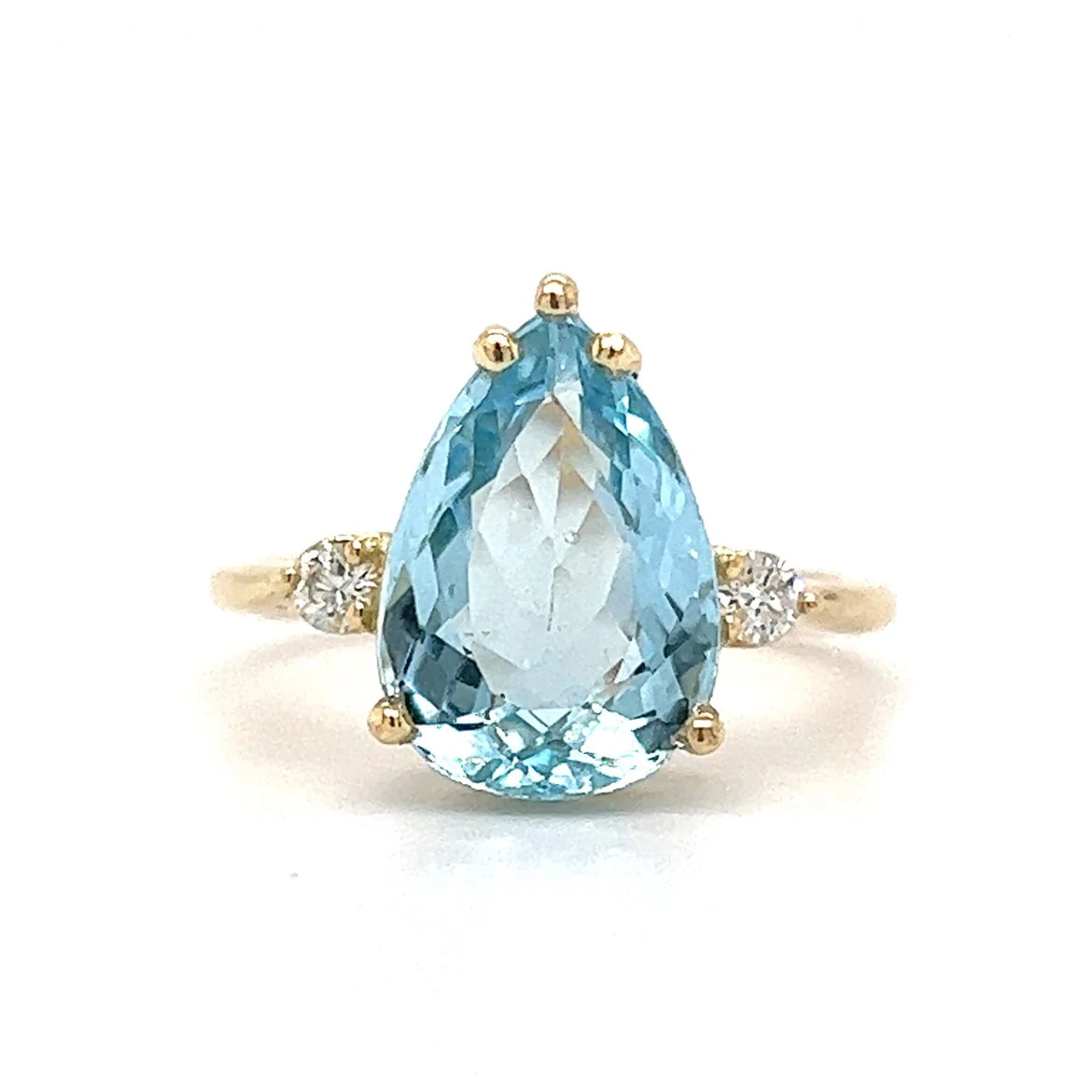 3.72 Carat Aquamarine Engagement Ring in 14k Yellow Gold
