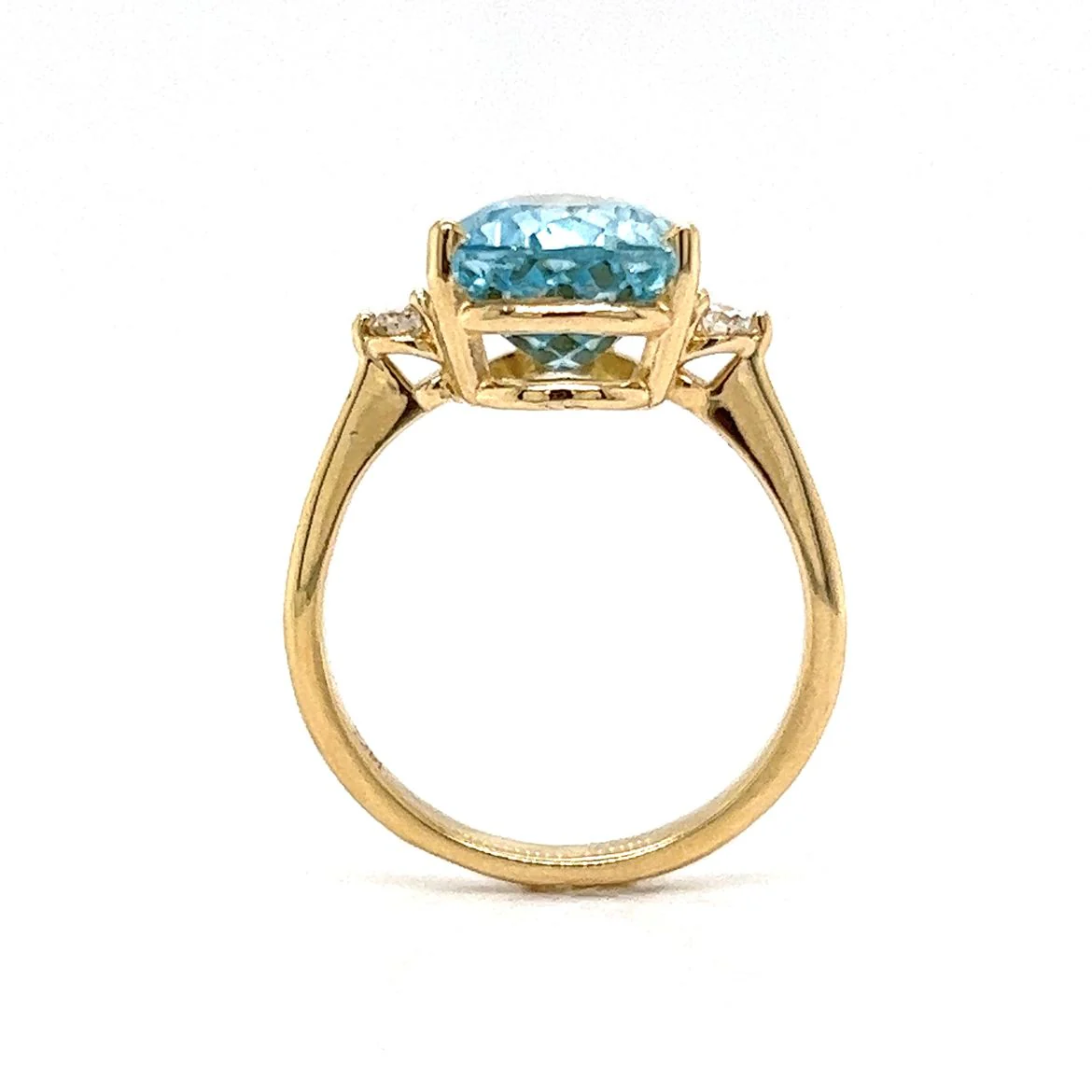 3.72 Carat Aquamarine Engagement Ring in 14k Yellow Gold - Image 4