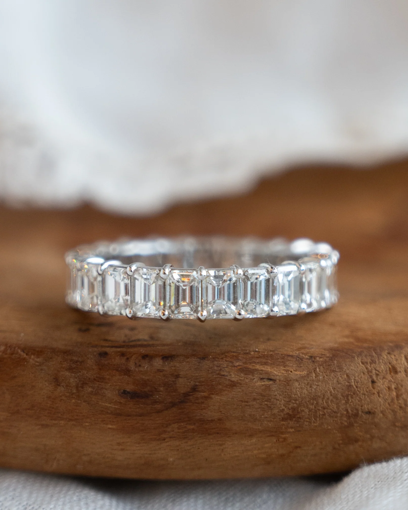 3.72 Emerald Cut Diamond Eternity Band 18k - Image 6