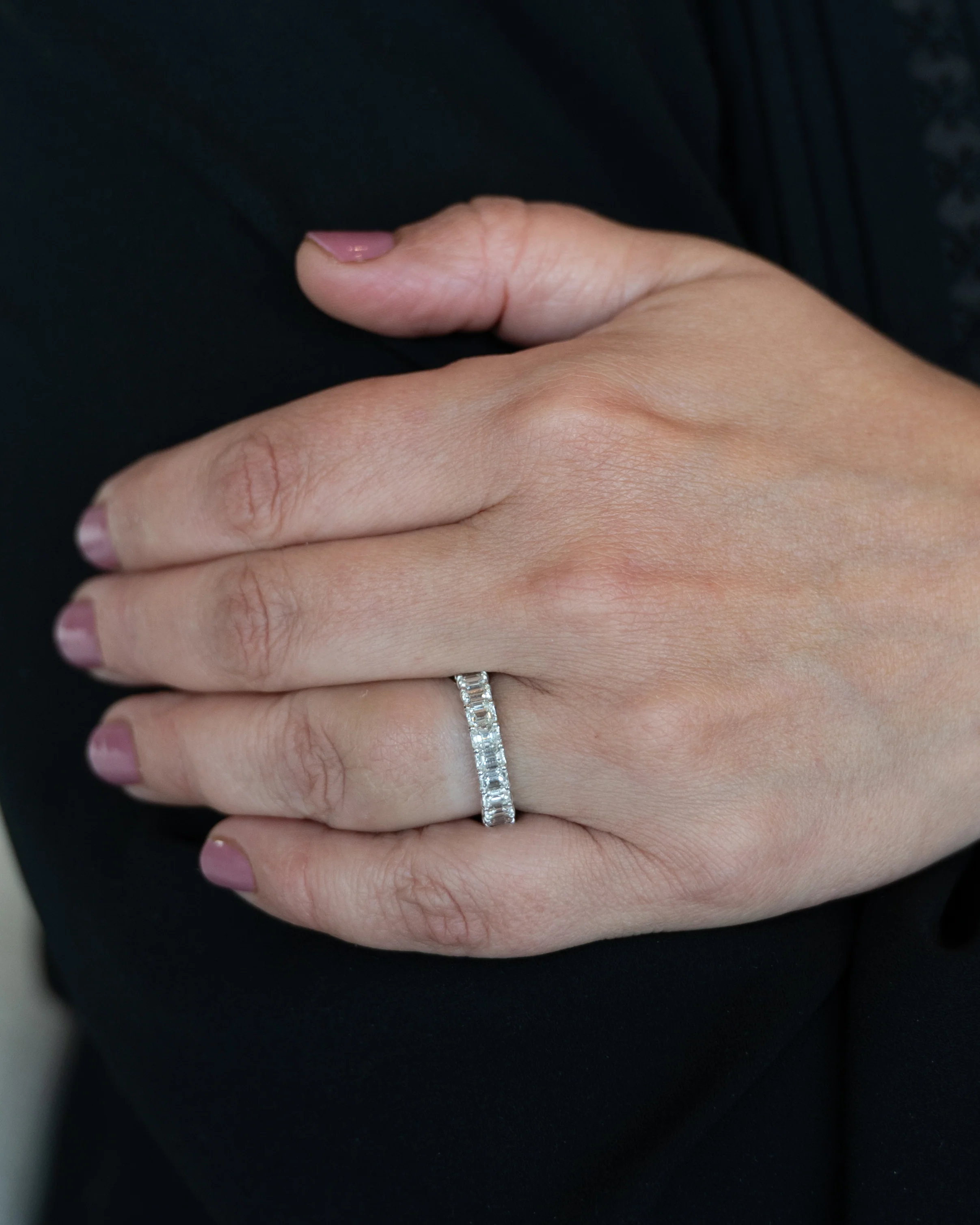 3.72 Emerald Cut Diamond Eternity Band 18k - Image 7