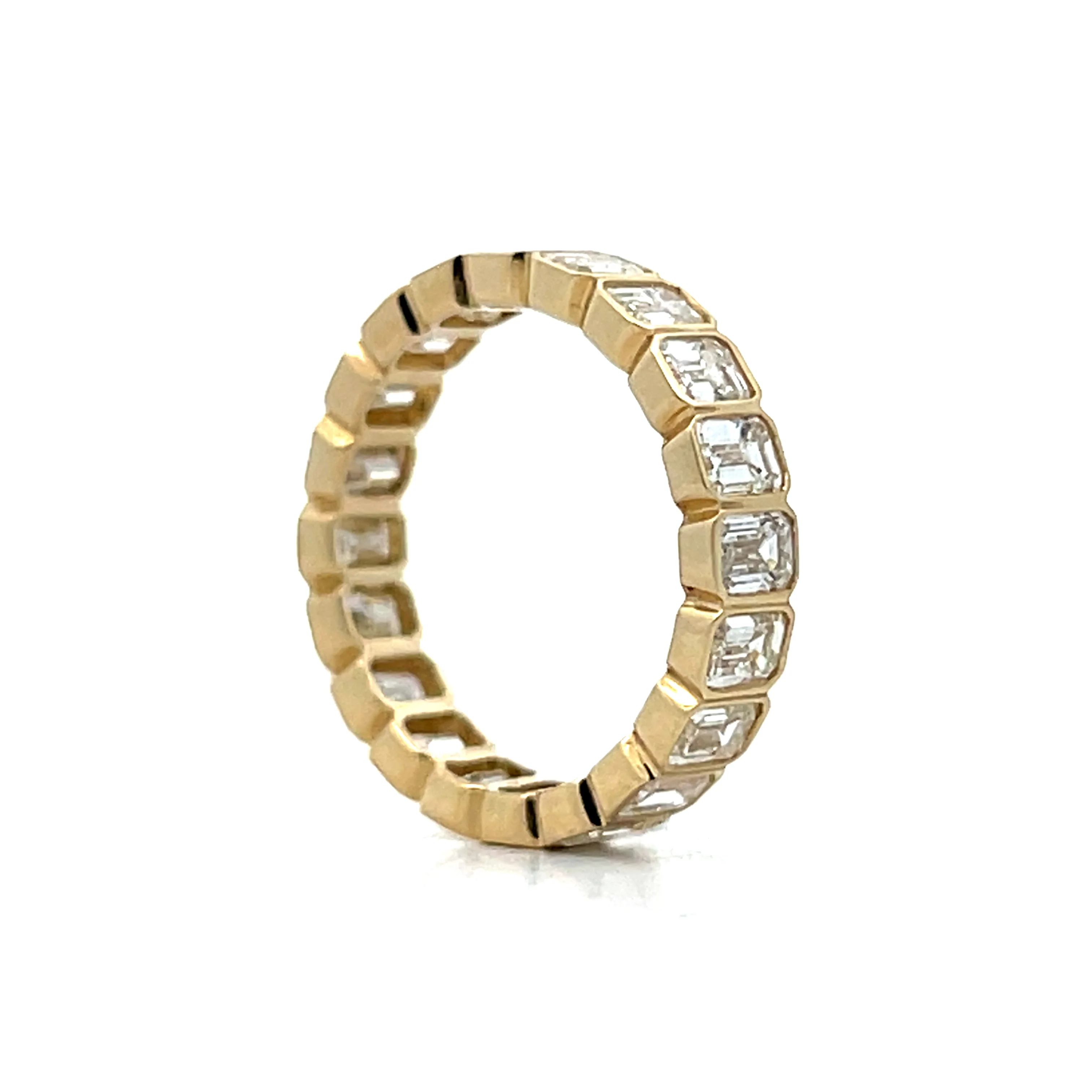 3.75 Bezel Emerald Cut Diamond Eternity Band 14k - Image 6