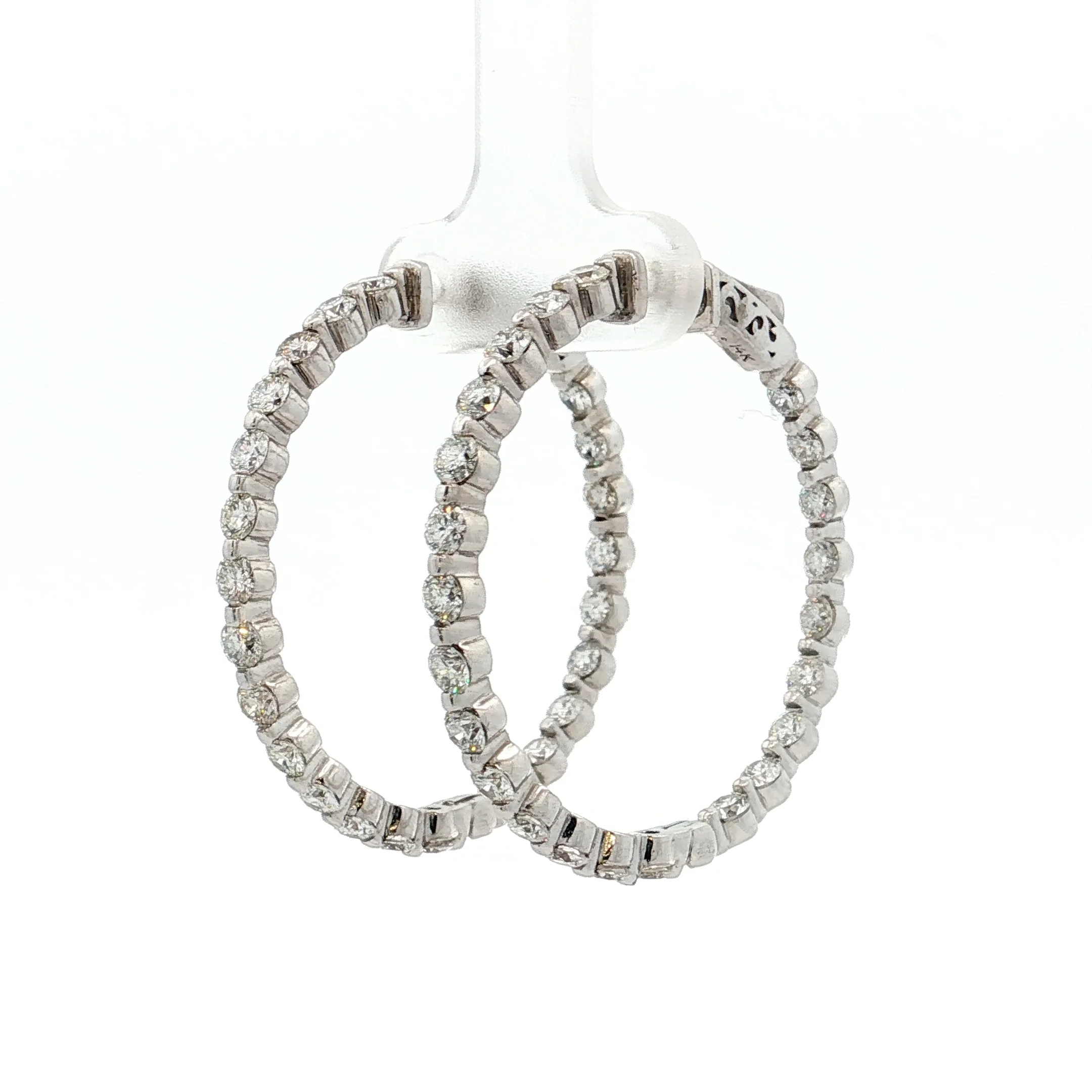 3.75 Inside-Out Diamond Hoop Earrings 14k White Gold - Image 2