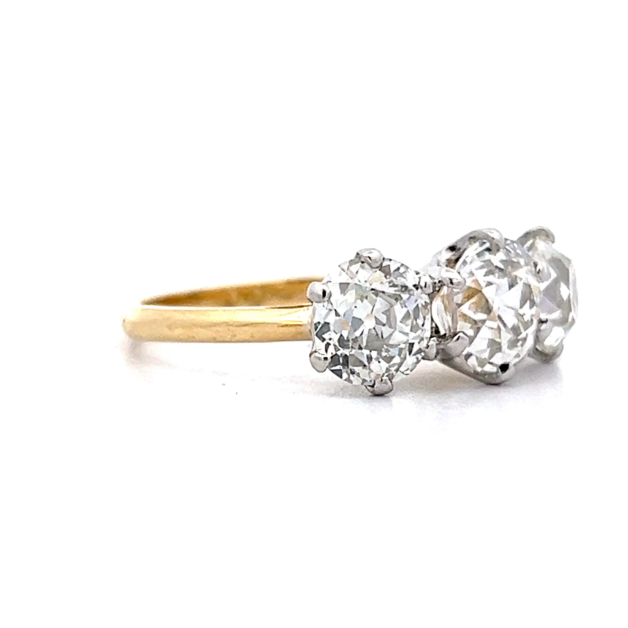 3.76 Old Mine Diamond Engagement Ring in Platinum & 18k - Image 3