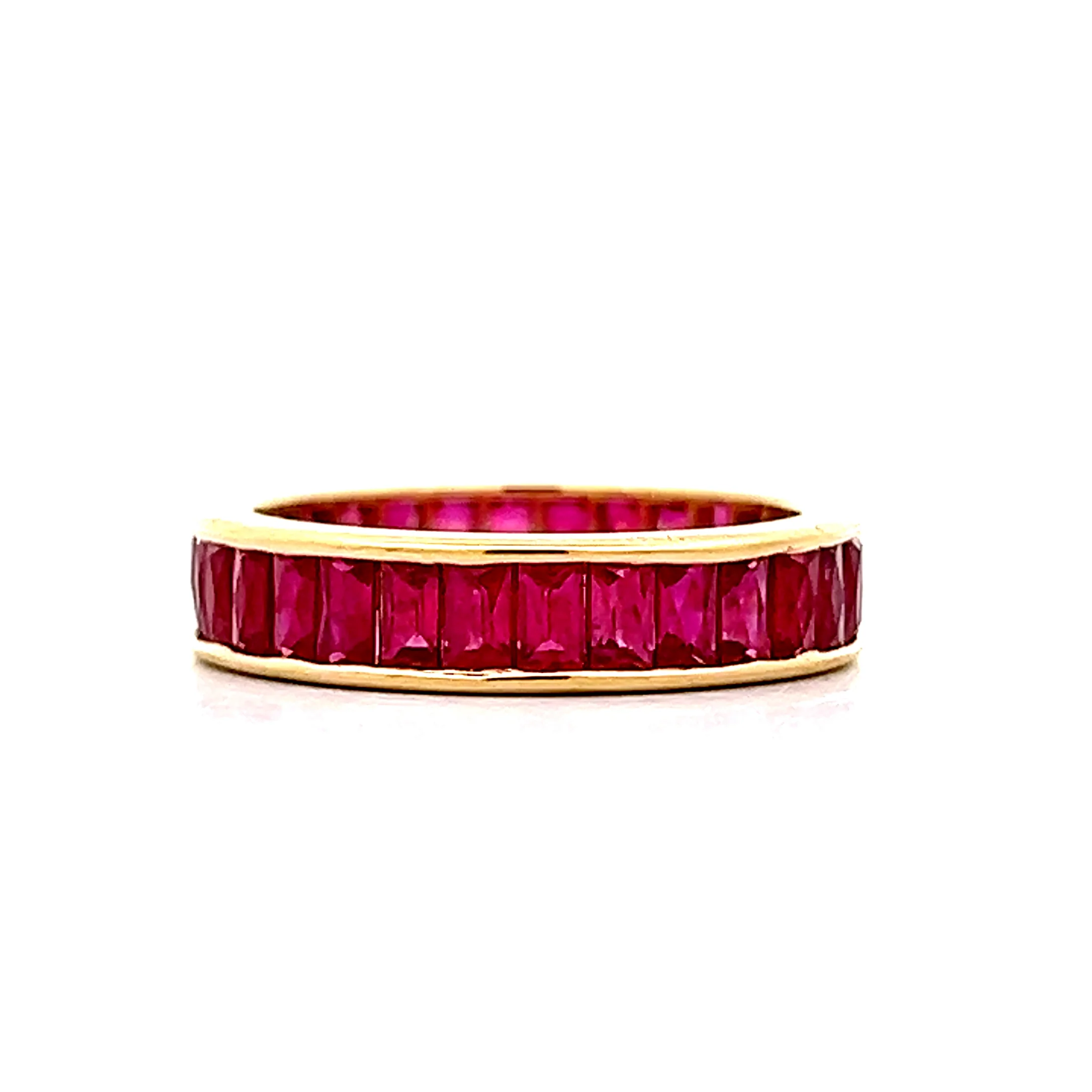 3.77 French Cut Ruby Eternity Band in 18k Yellow Gold - Image 4