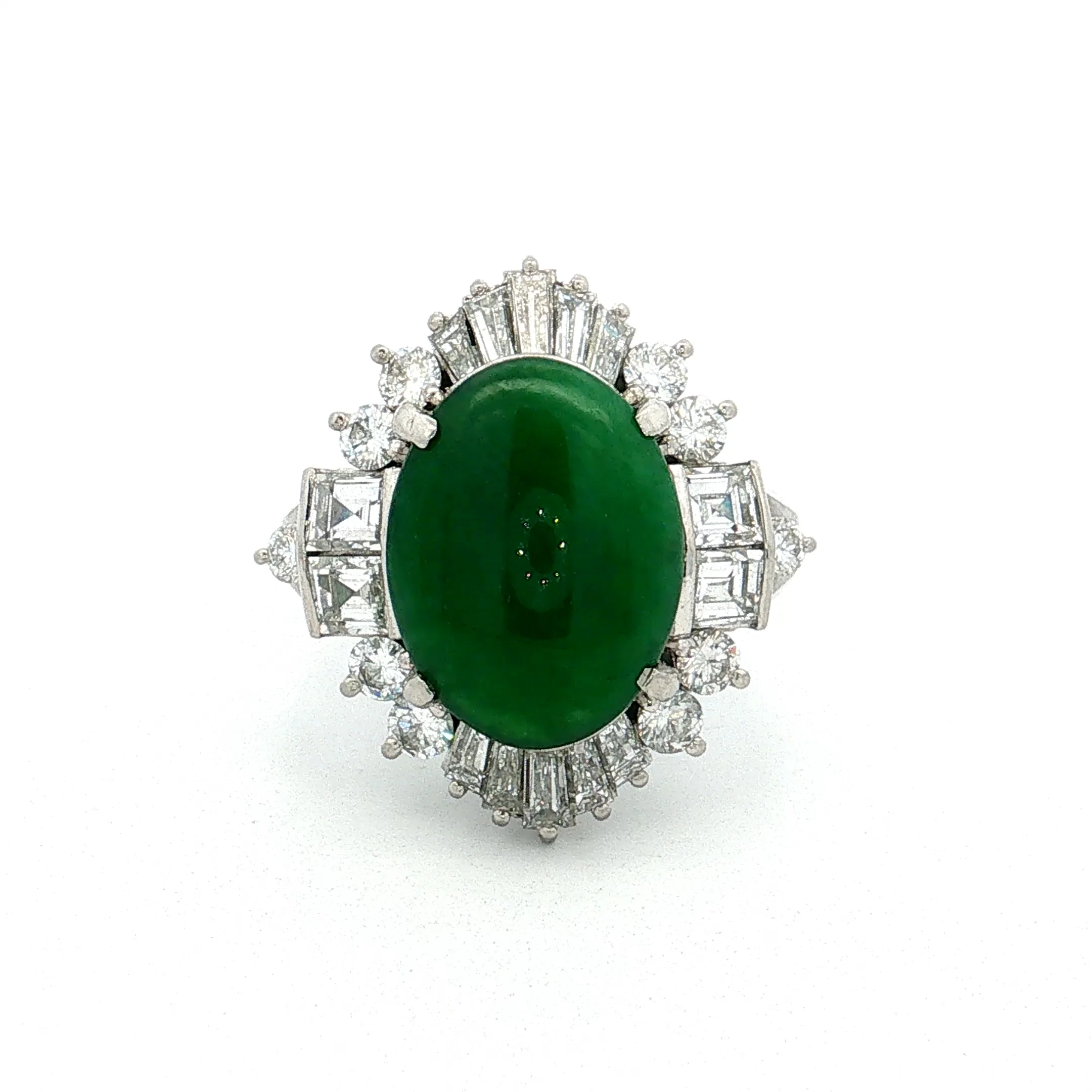 3.77 Jadeite & Diamond Ballerina Ring Platinum