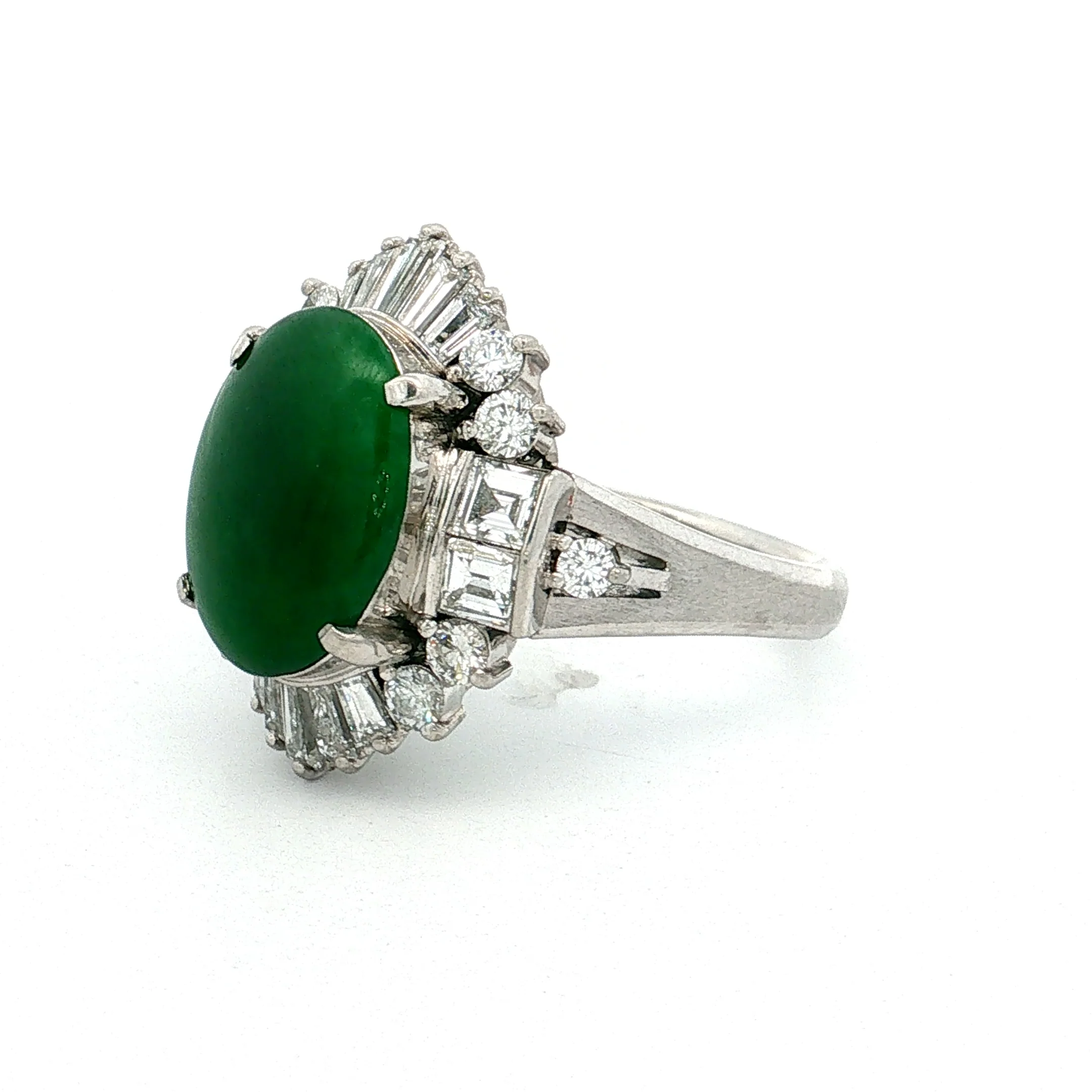 3.77 Jadeite & Diamond Ballerina Ring Platinum - Image 2