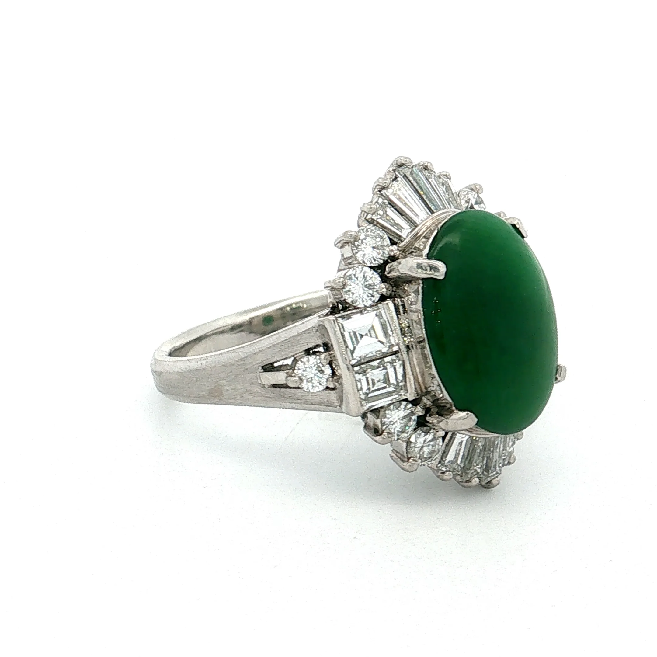 3.77 Jadeite & Diamond Ballerina Ring Platinum - Image 3