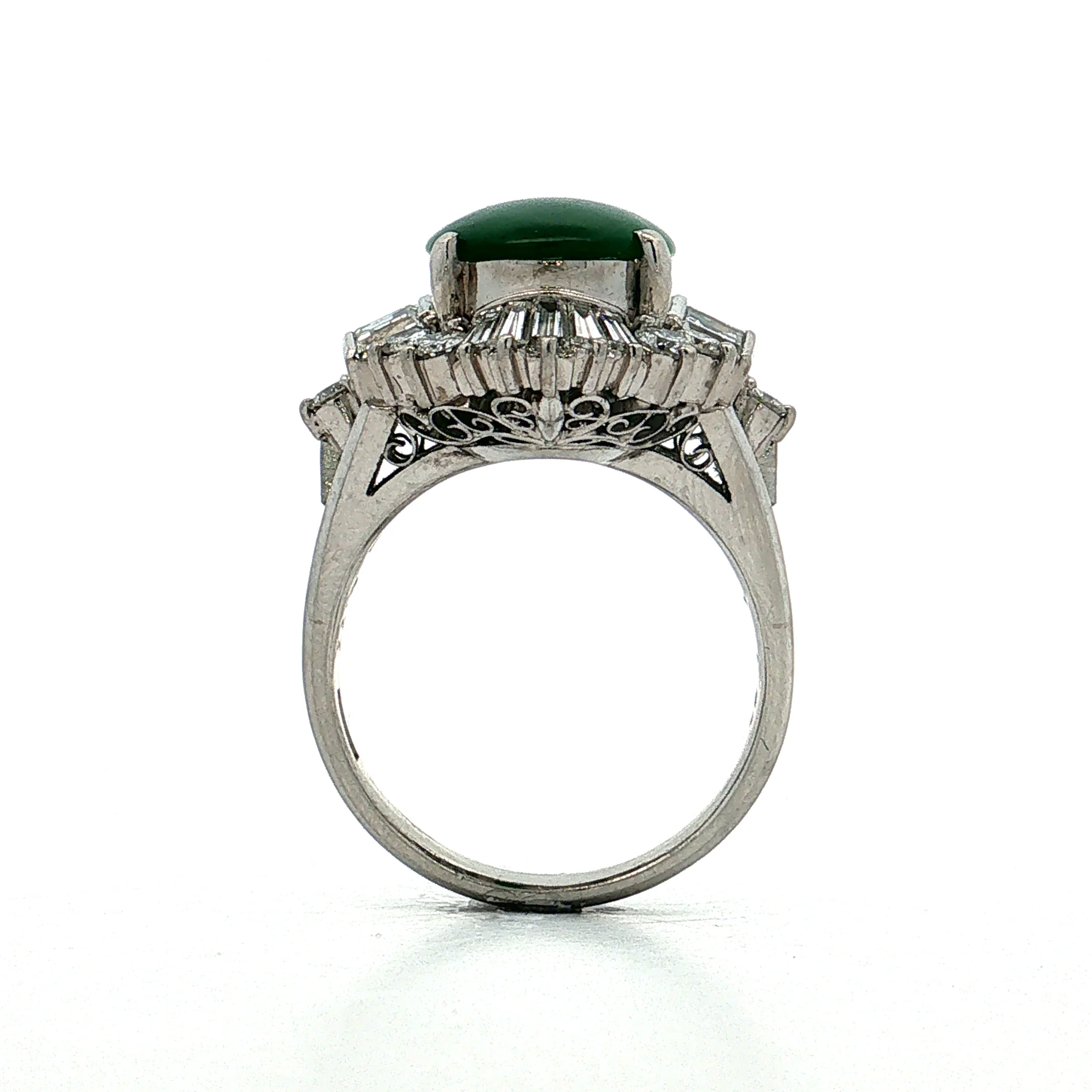 3.77 Jadeite & Diamond Ballerina Ring Platinum - Image 4