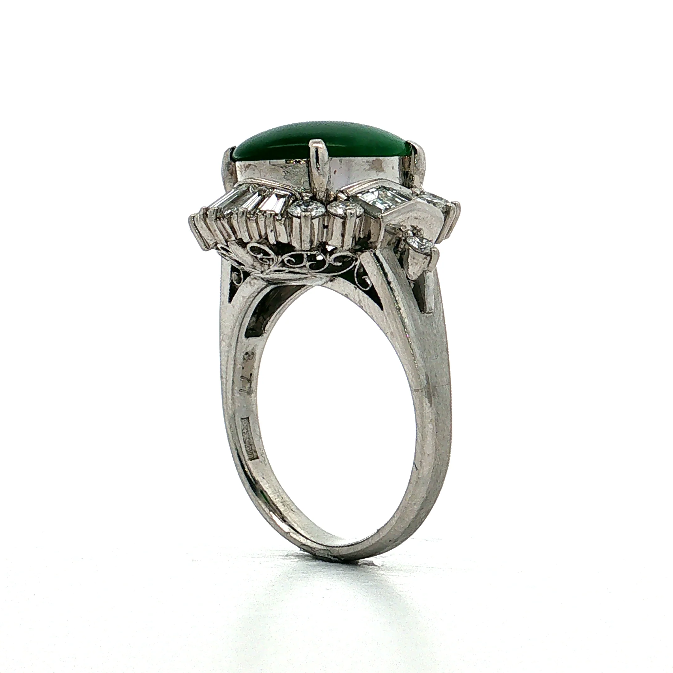 3.77 Jadeite & Diamond Ballerina Ring Platinum - Image 5