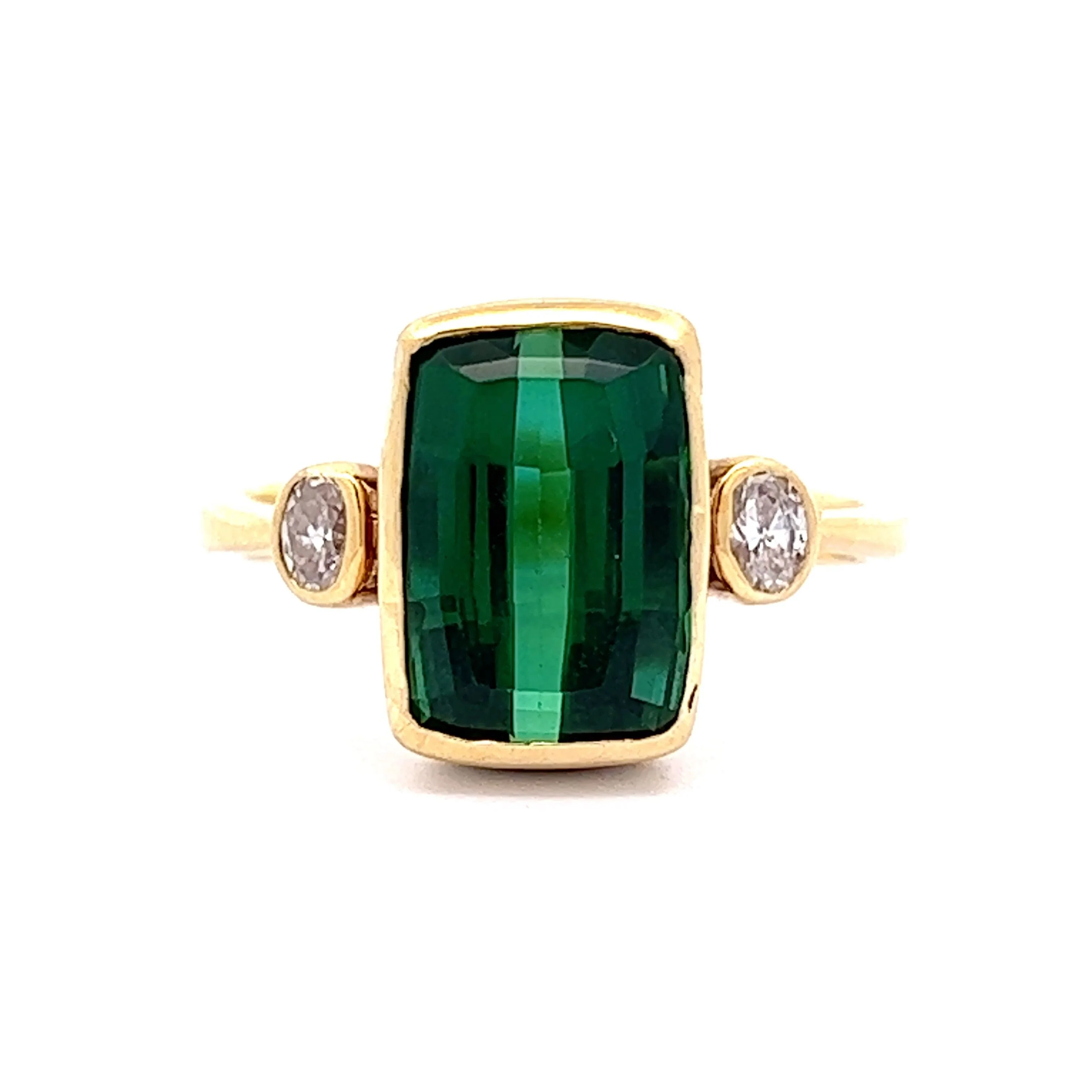 3.77 Green Tourmaline Statement Ring in 18k Yellow Gold