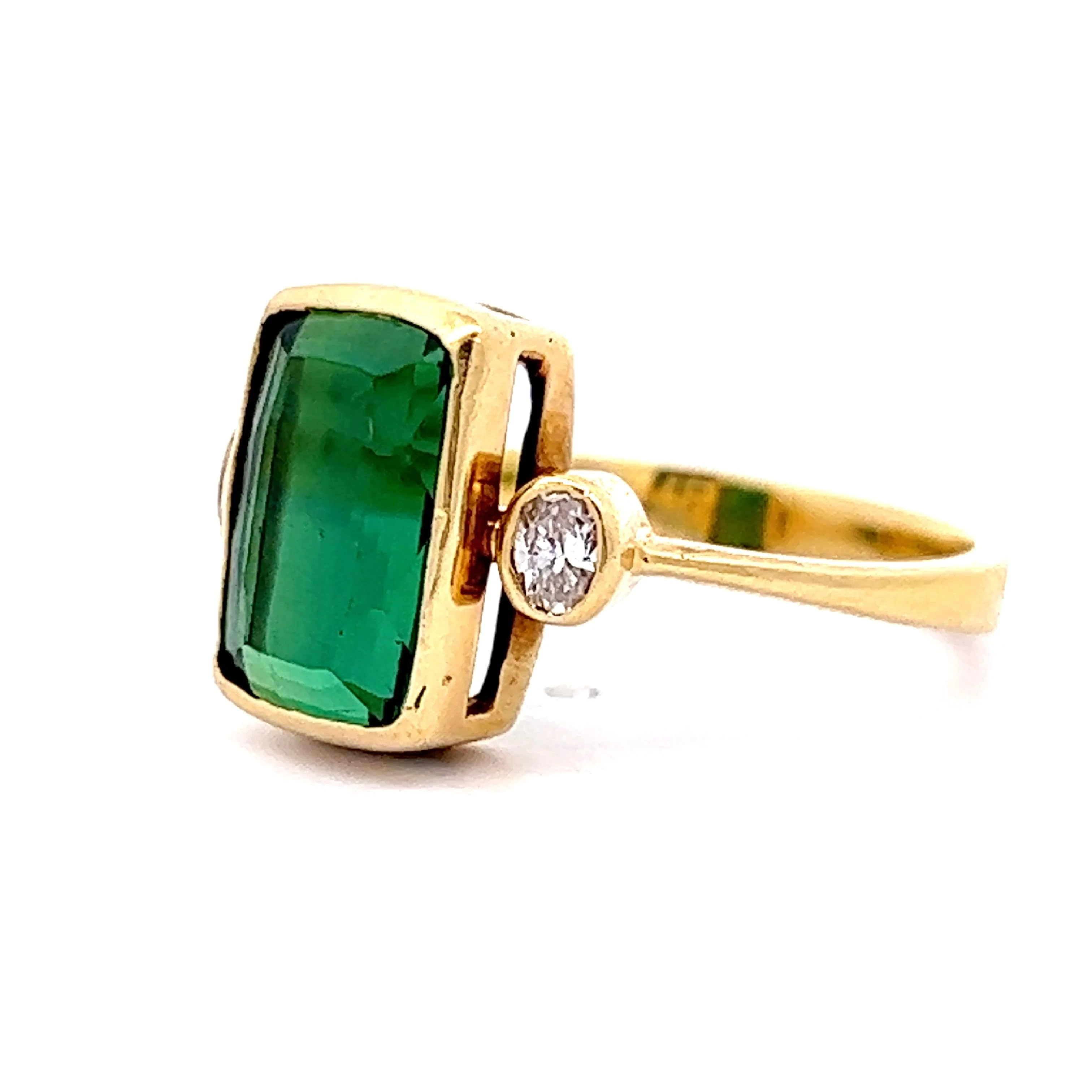 3.77 Green Tourmaline Statement Ring in 18k Yellow Gold - Image 2