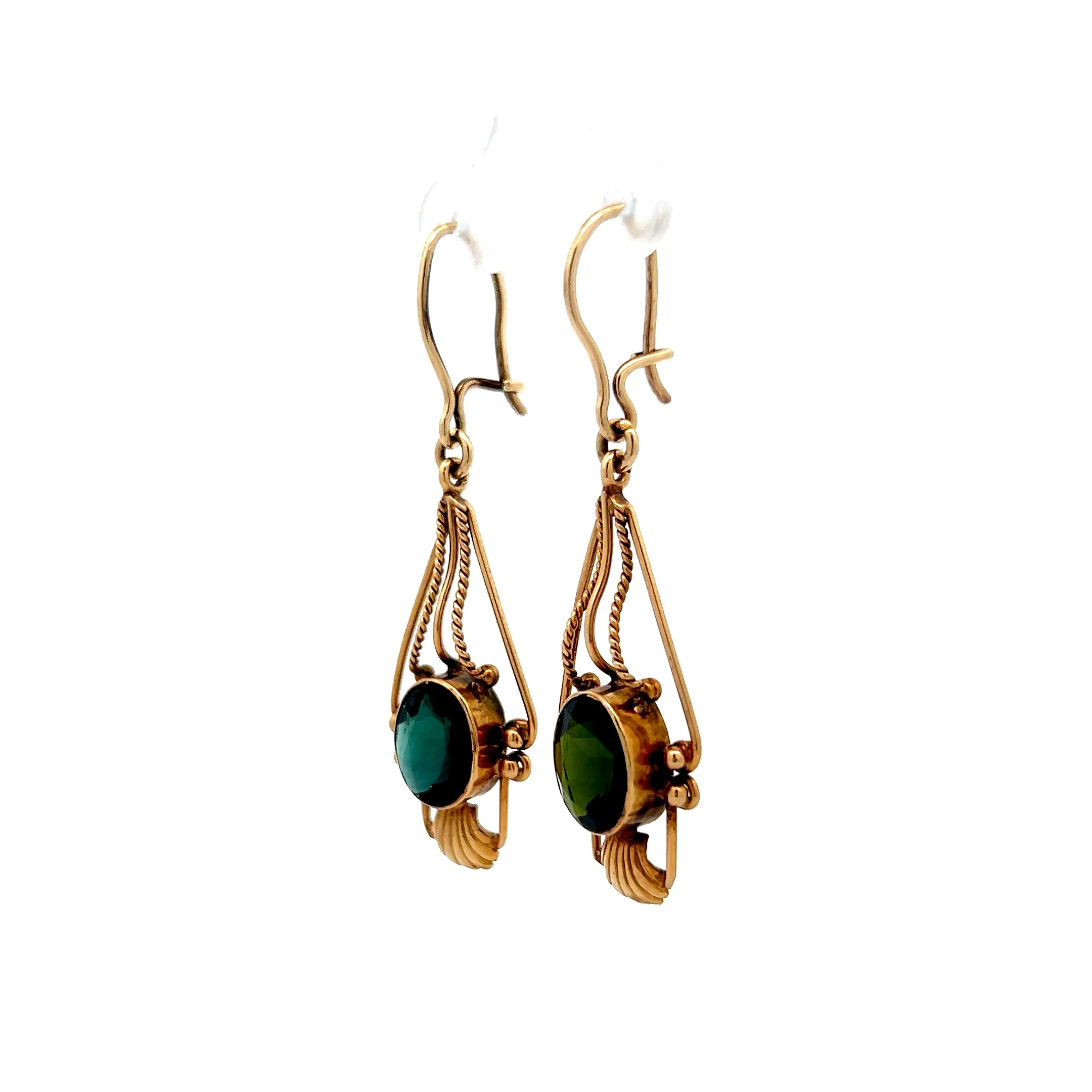 3.78 Antique Tourmaline Drop Earrings in 18 & 14k Gold - Image 2