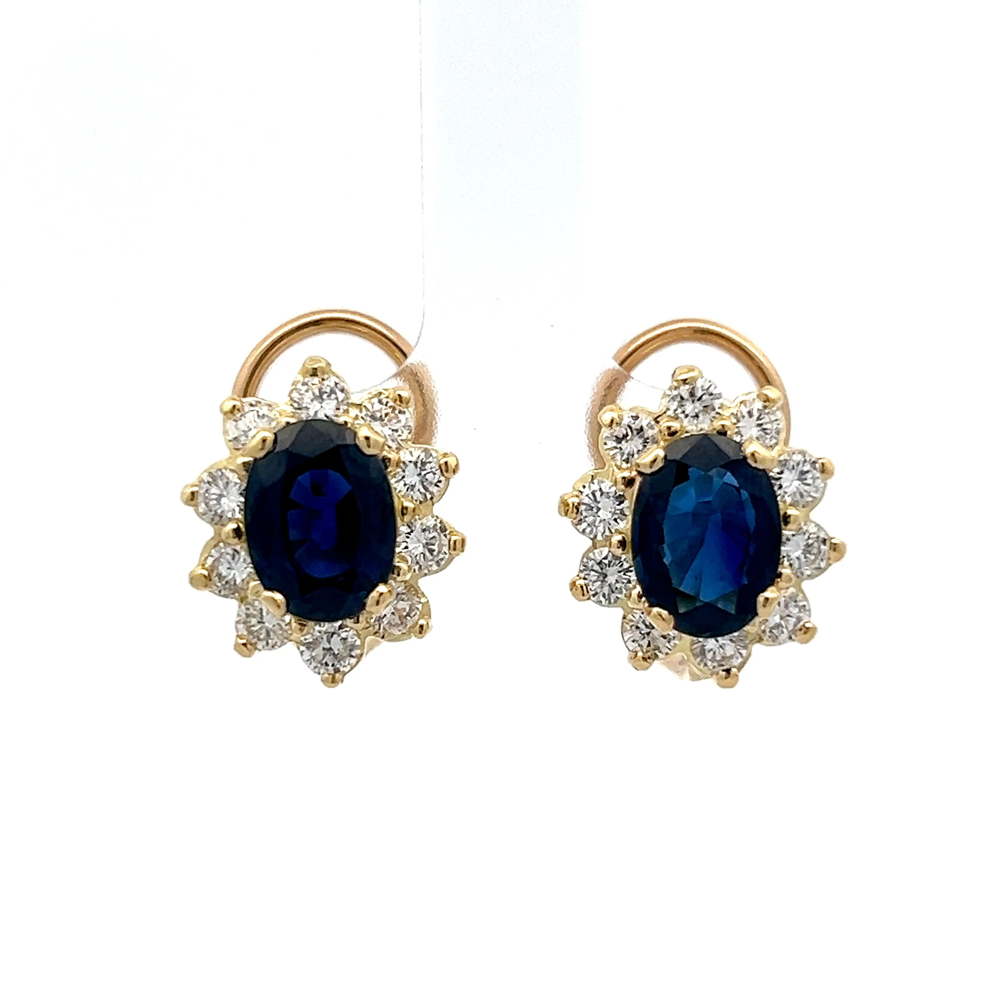 3.78 Oval Sapphire & Diamond Stud Earrings in 14k