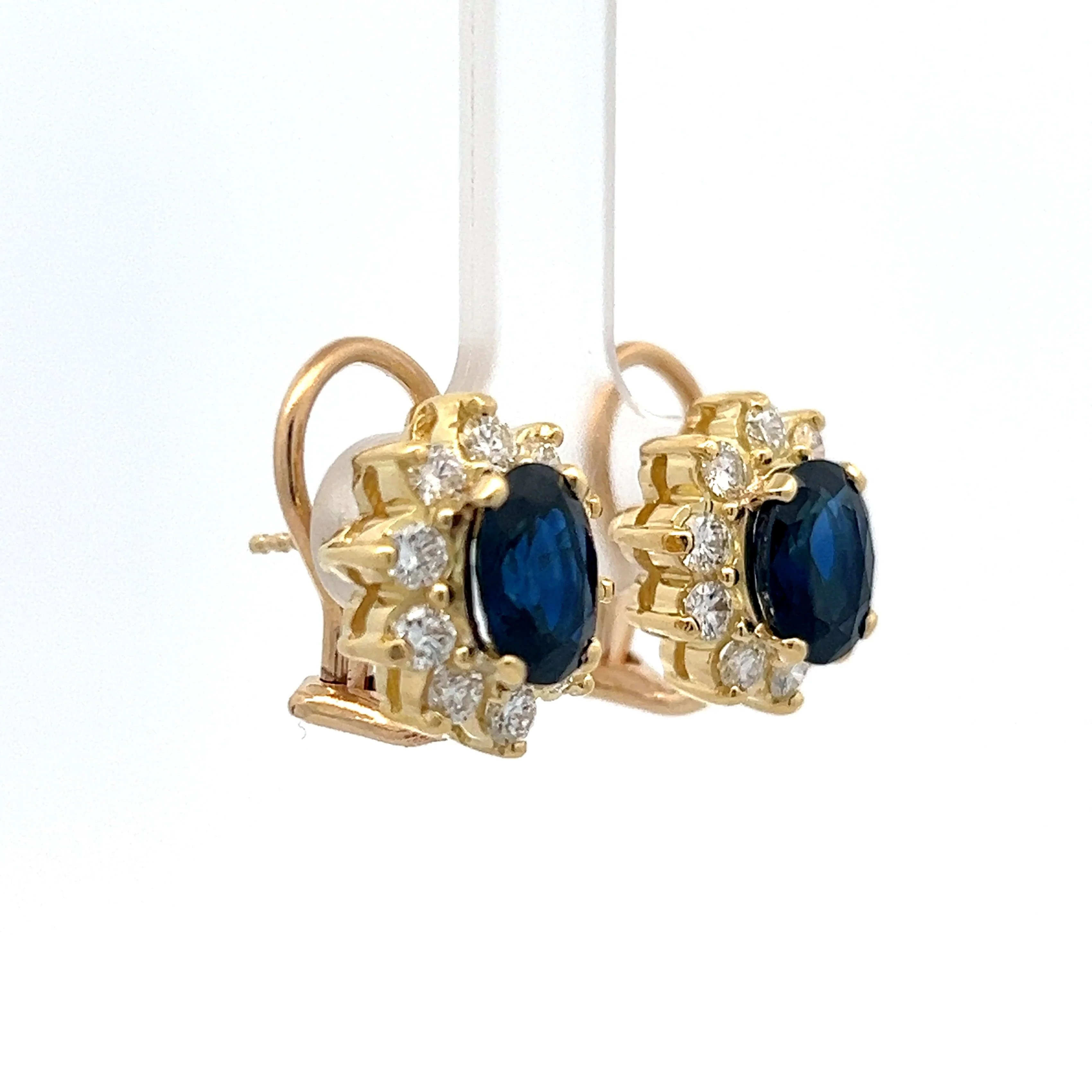 3.78 Oval Sapphire & Diamond Stud Earrings in 14k - Image 3