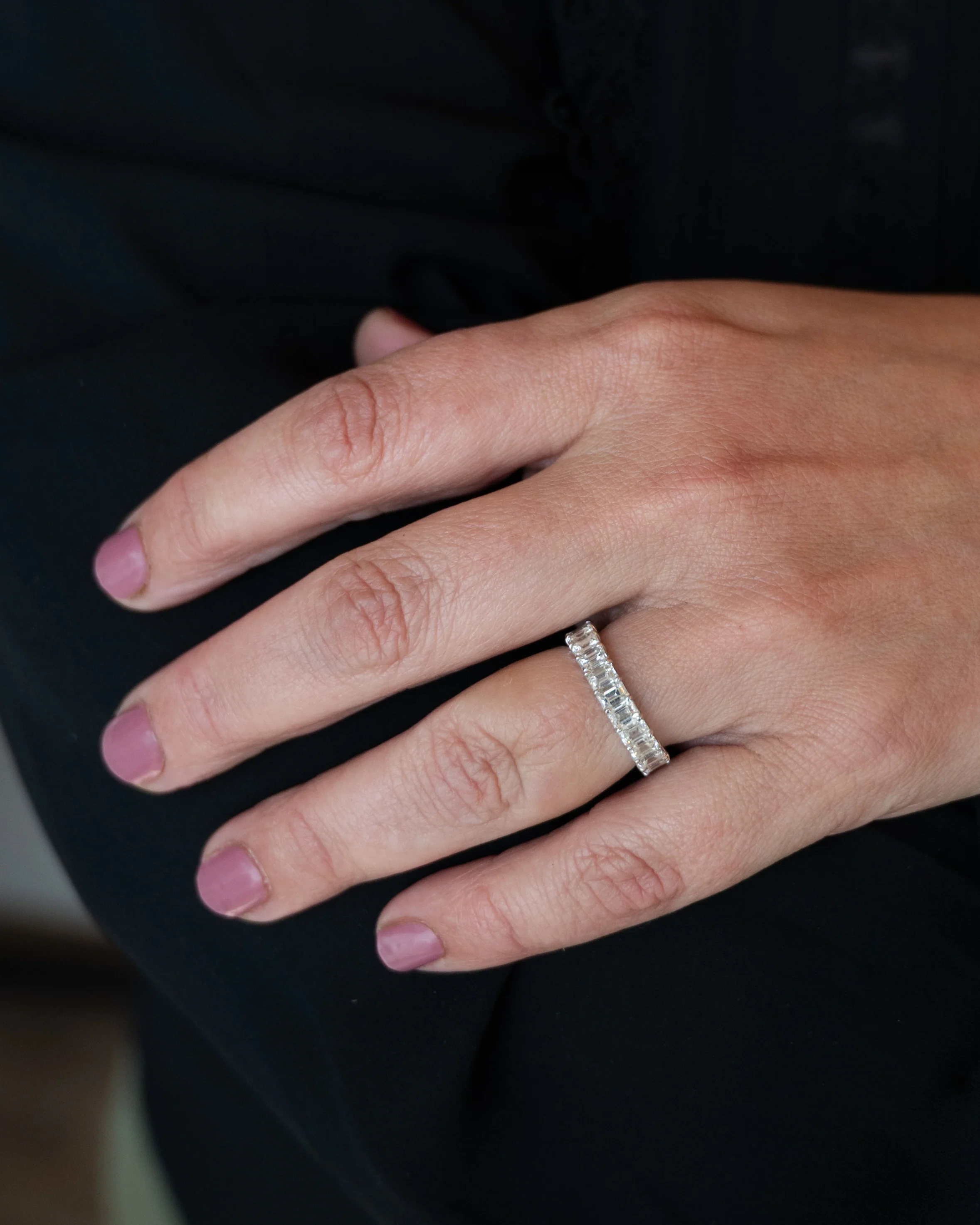 3.79 Emerald Cut Diamond Eternity Band in 18k - Image 7