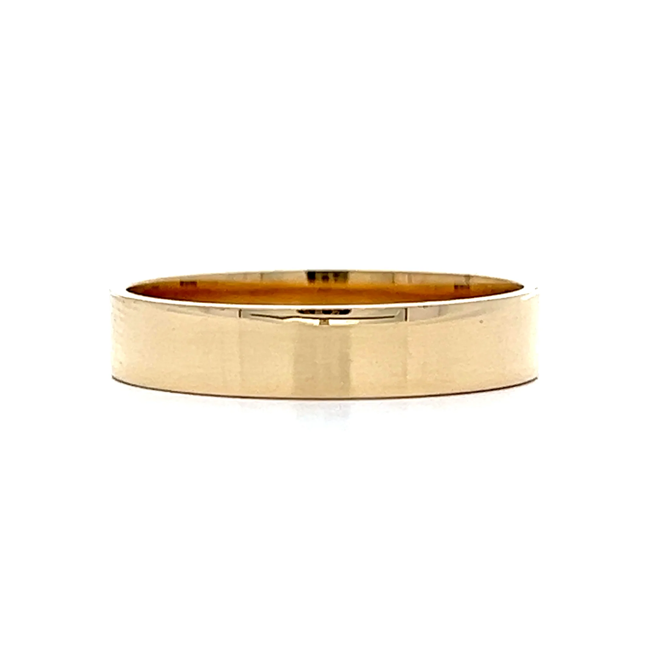3.7mm Flat Edge Wedding Band in 14k Yellow Gold - Image 2