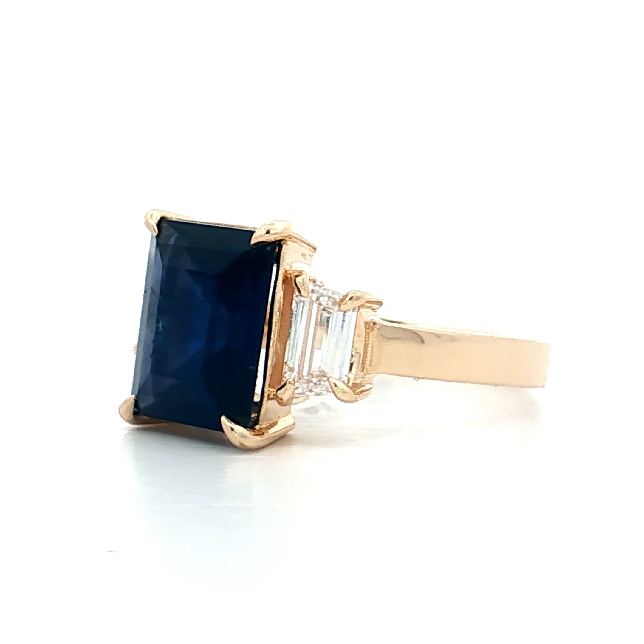3.81 GIA Emerald Cut Sapphire Engagement Ring 14k - Image 2