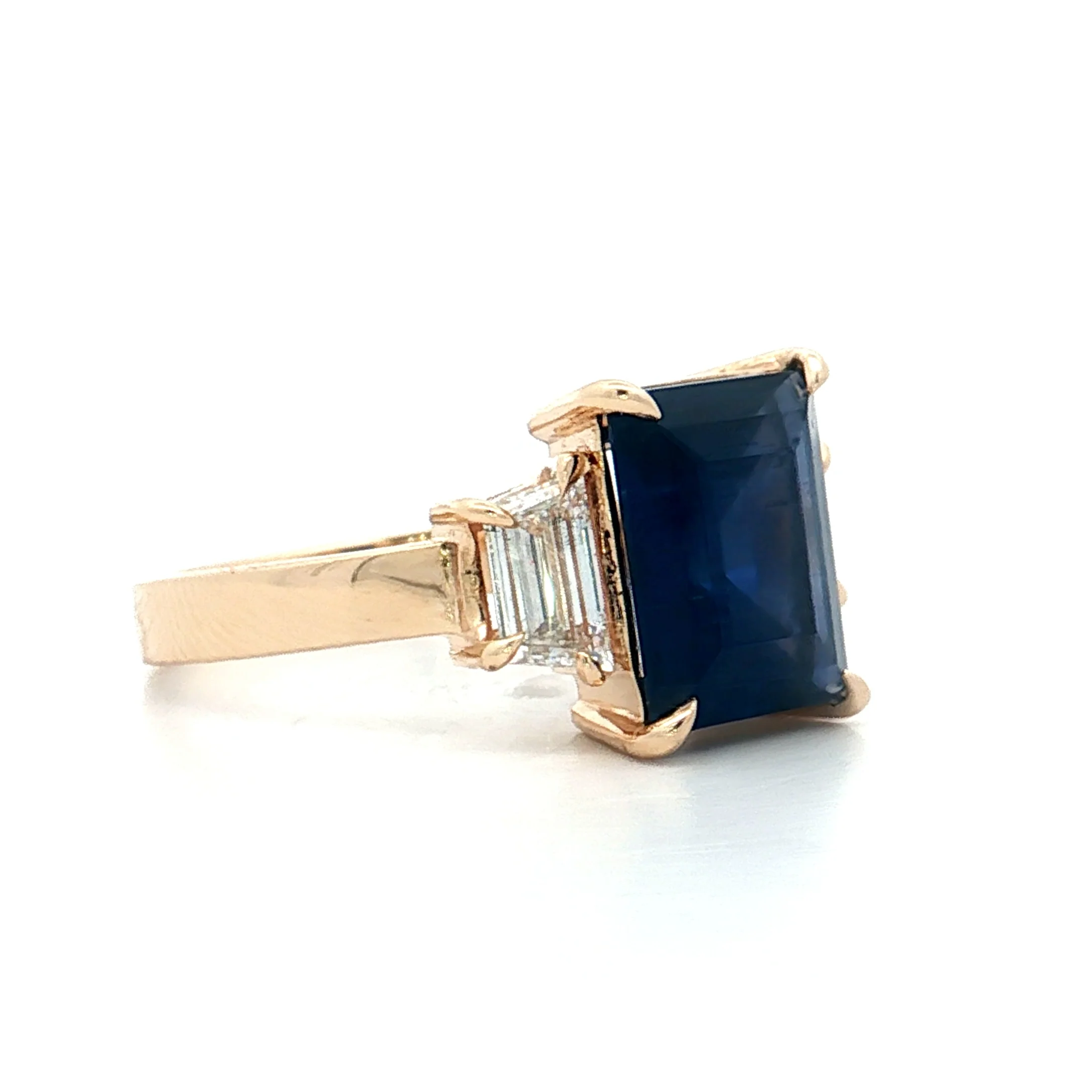 3.81 GIA Emerald Cut Sapphire Engagement Ring 14k - Image 3