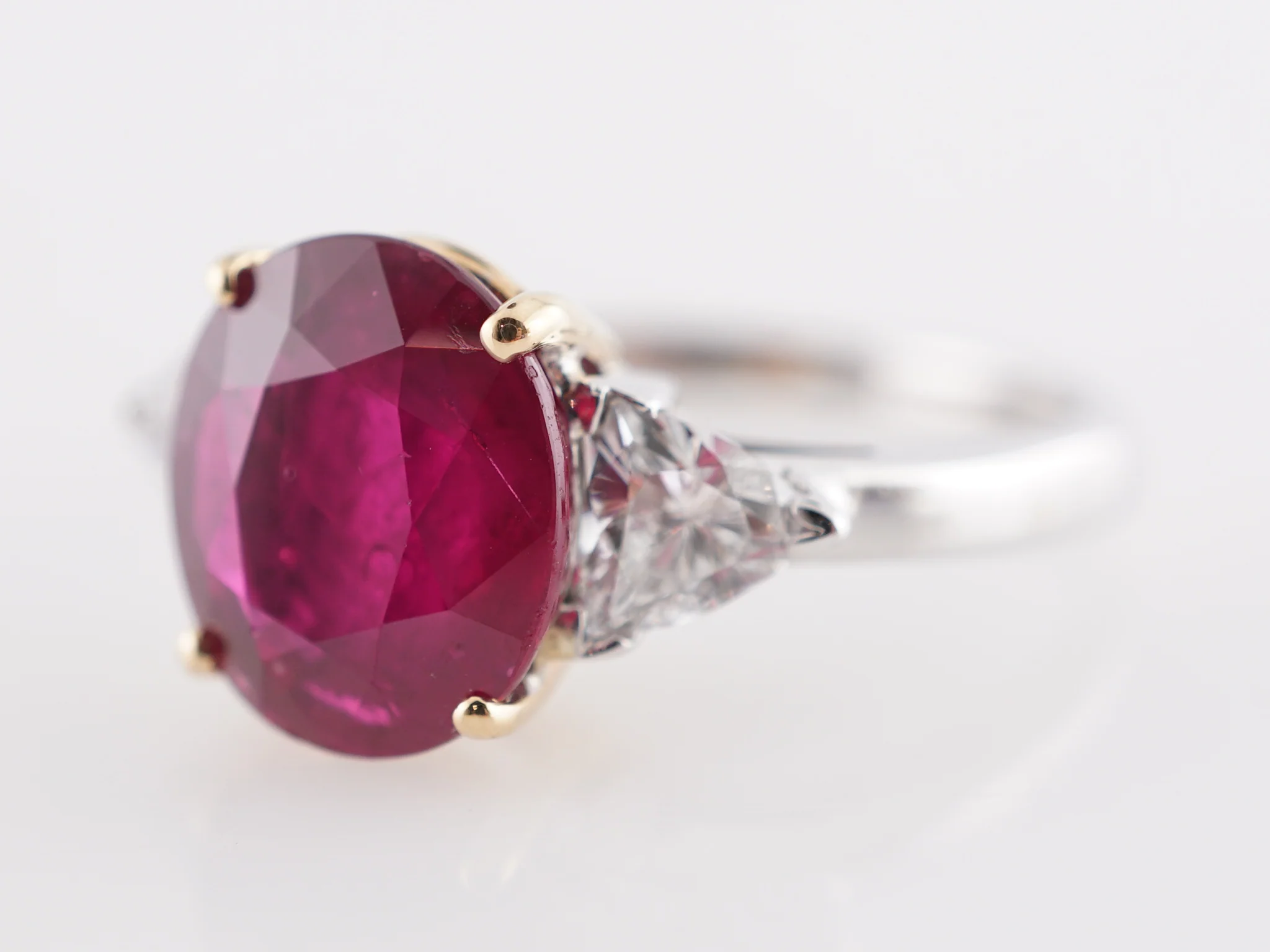3.83 Thai Ruby & Diamond Cocktail Ring in 18k White Gold - Image 2