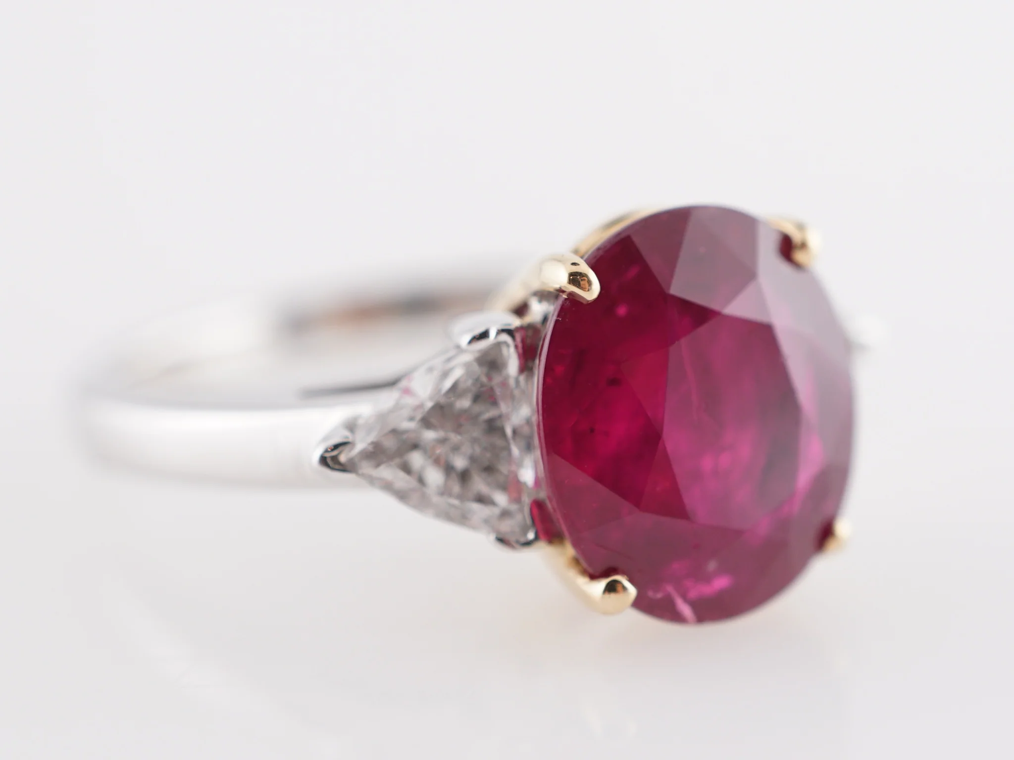 3.83 Thai Ruby & Diamond Cocktail Ring in 18k White Gold - Image 3