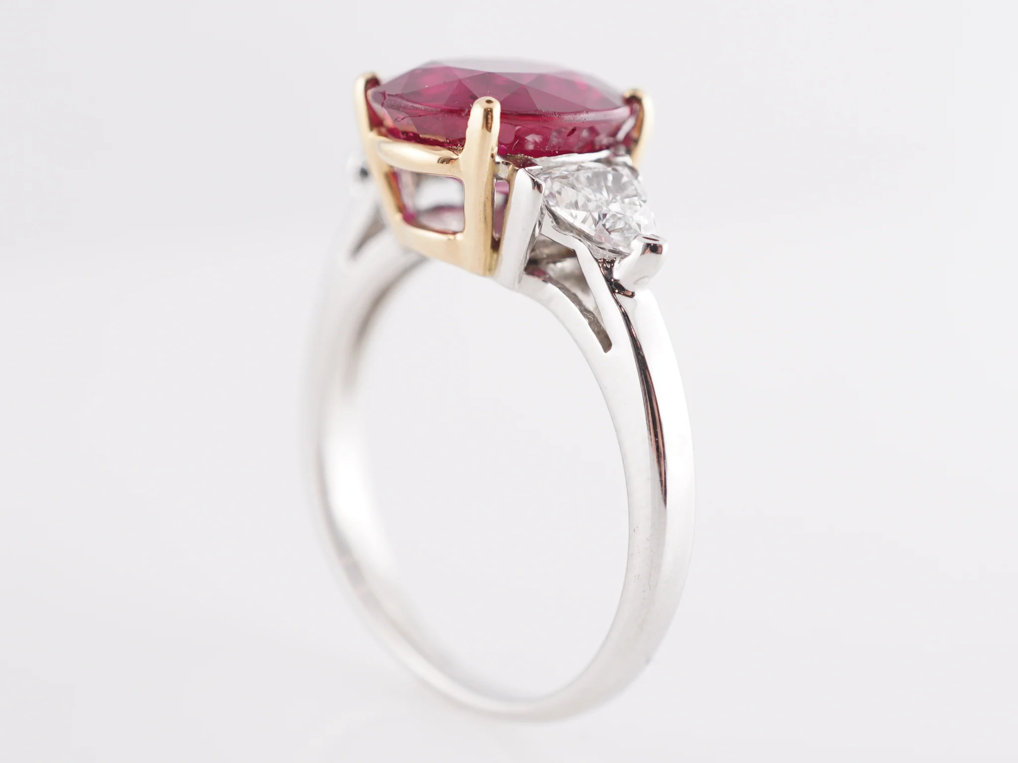 3.83 Thai Ruby & Diamond Cocktail Ring in 18k White Gold - Image 4