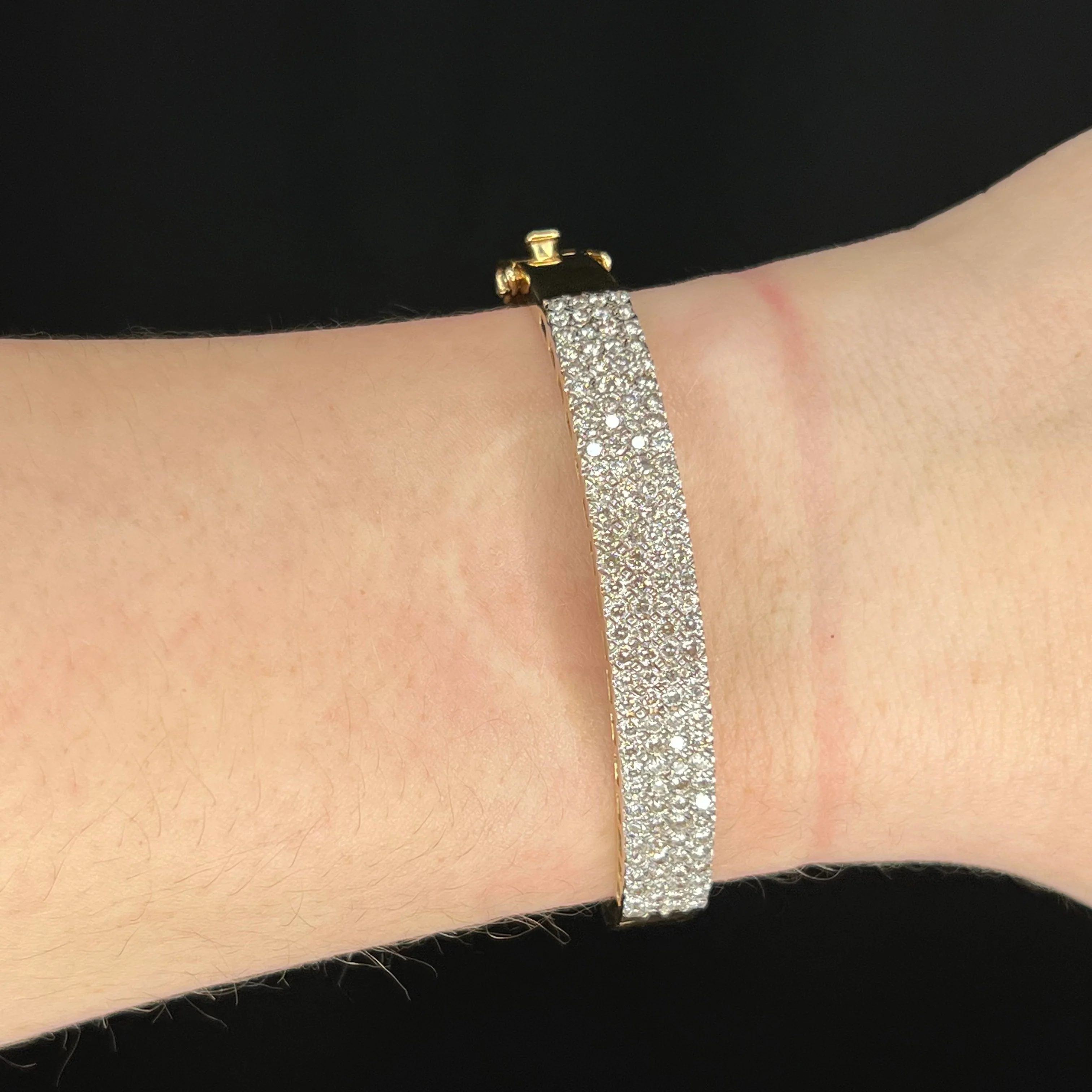 3.84 Carat Pave Diamond Bracelet in 14K Yellow Gold - Image 4