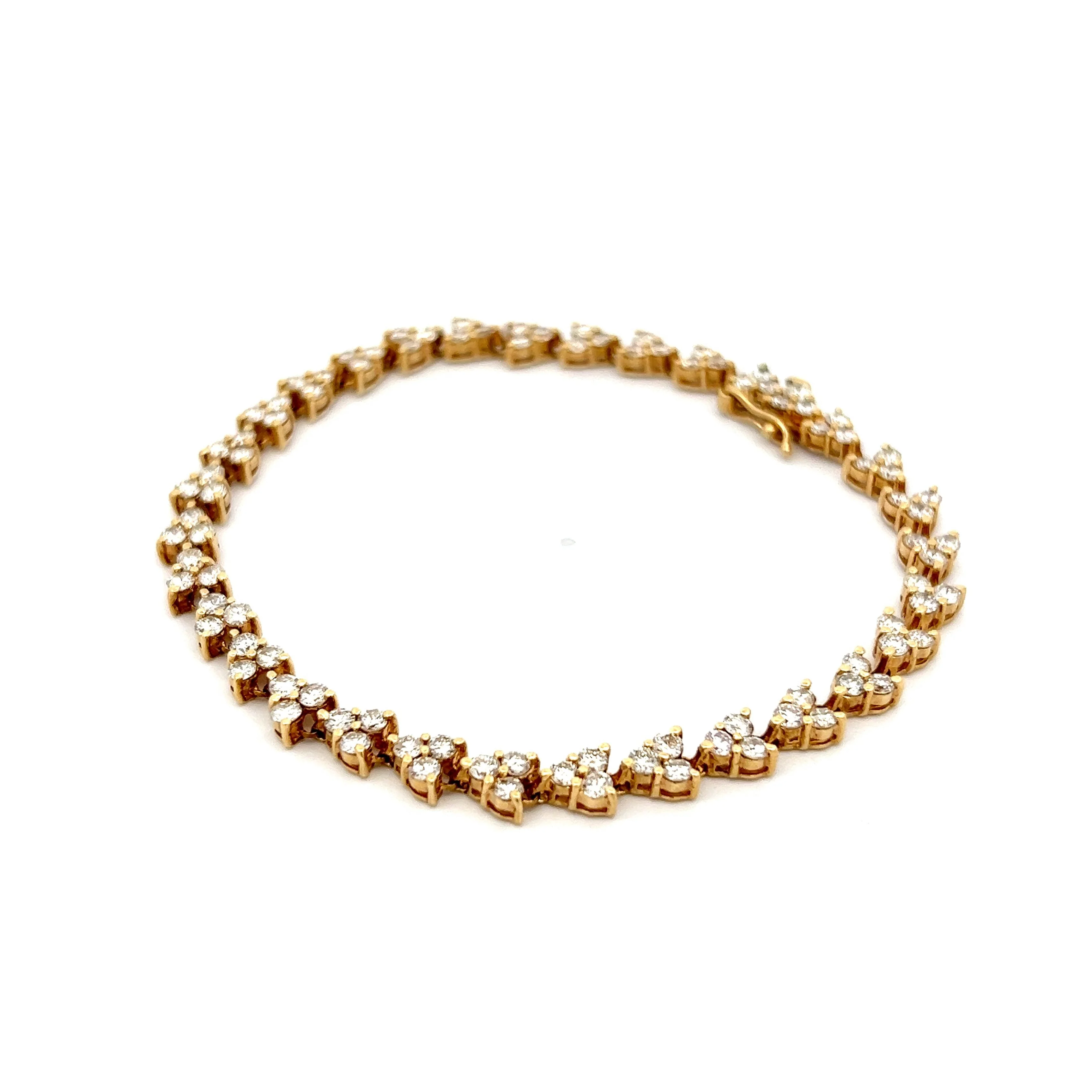 3.84 Diamond Heart Tennis Bracelet in 14k Yellow Gold - Image 2