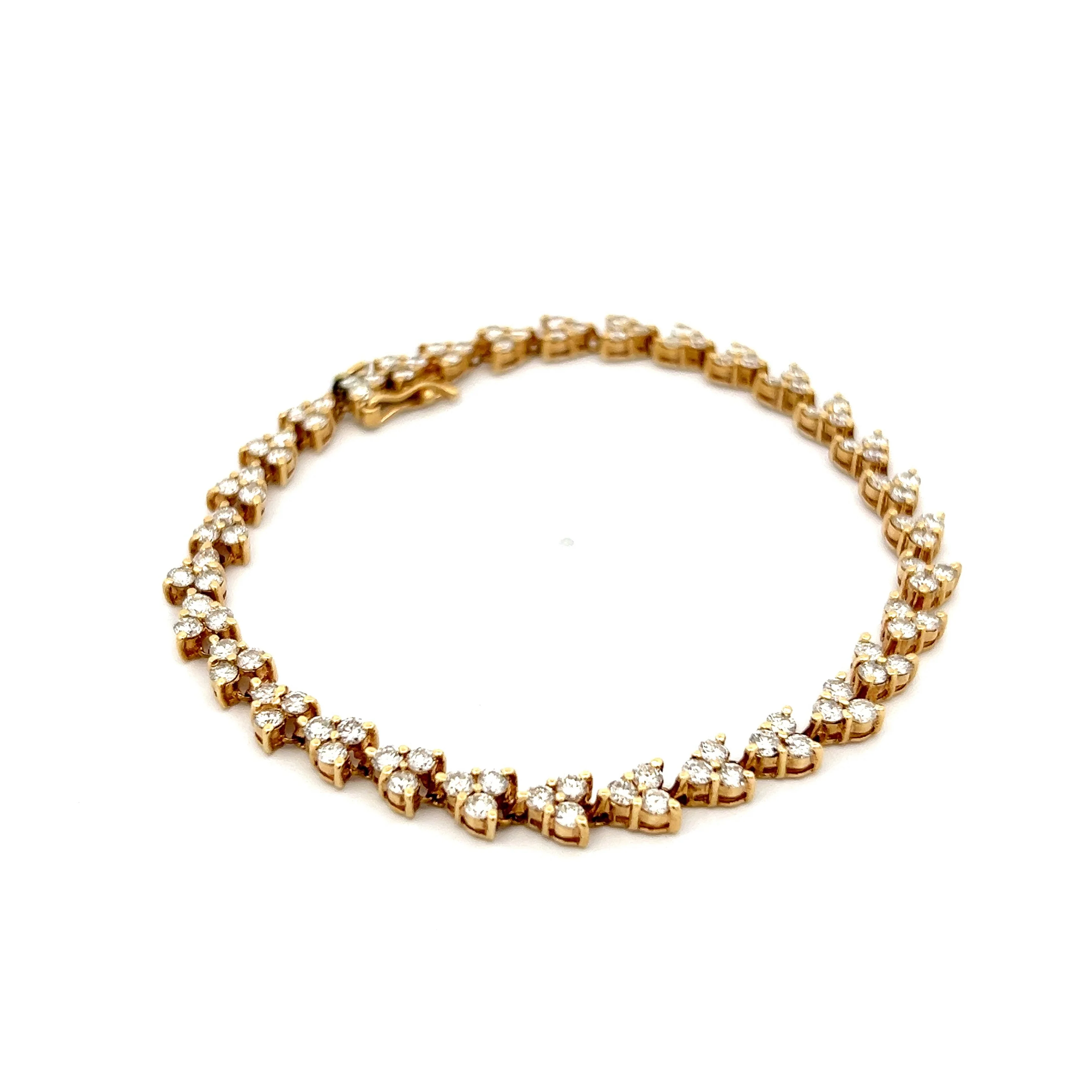 3.84 Diamond Heart Tennis Bracelet in 14k Yellow Gold - Image 3