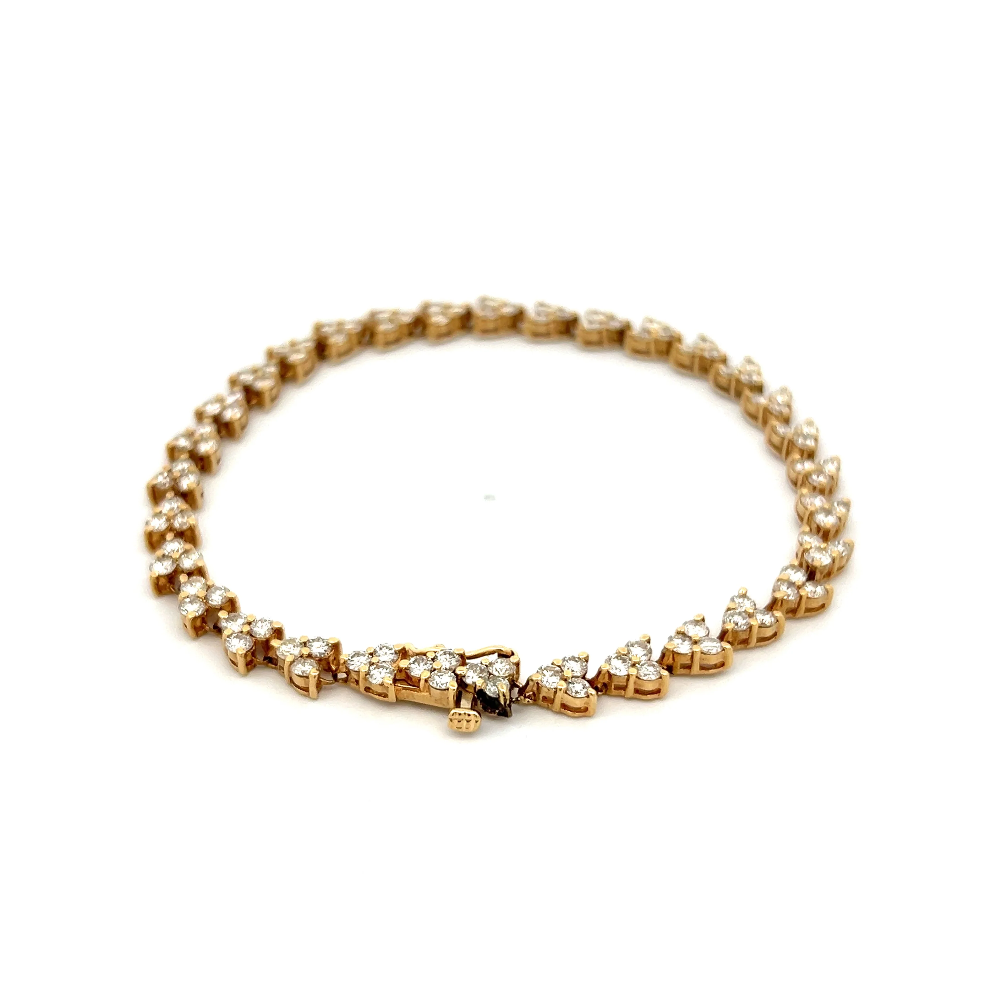 3.84 Diamond Heart Tennis Bracelet in 14k Yellow Gold - Image 4