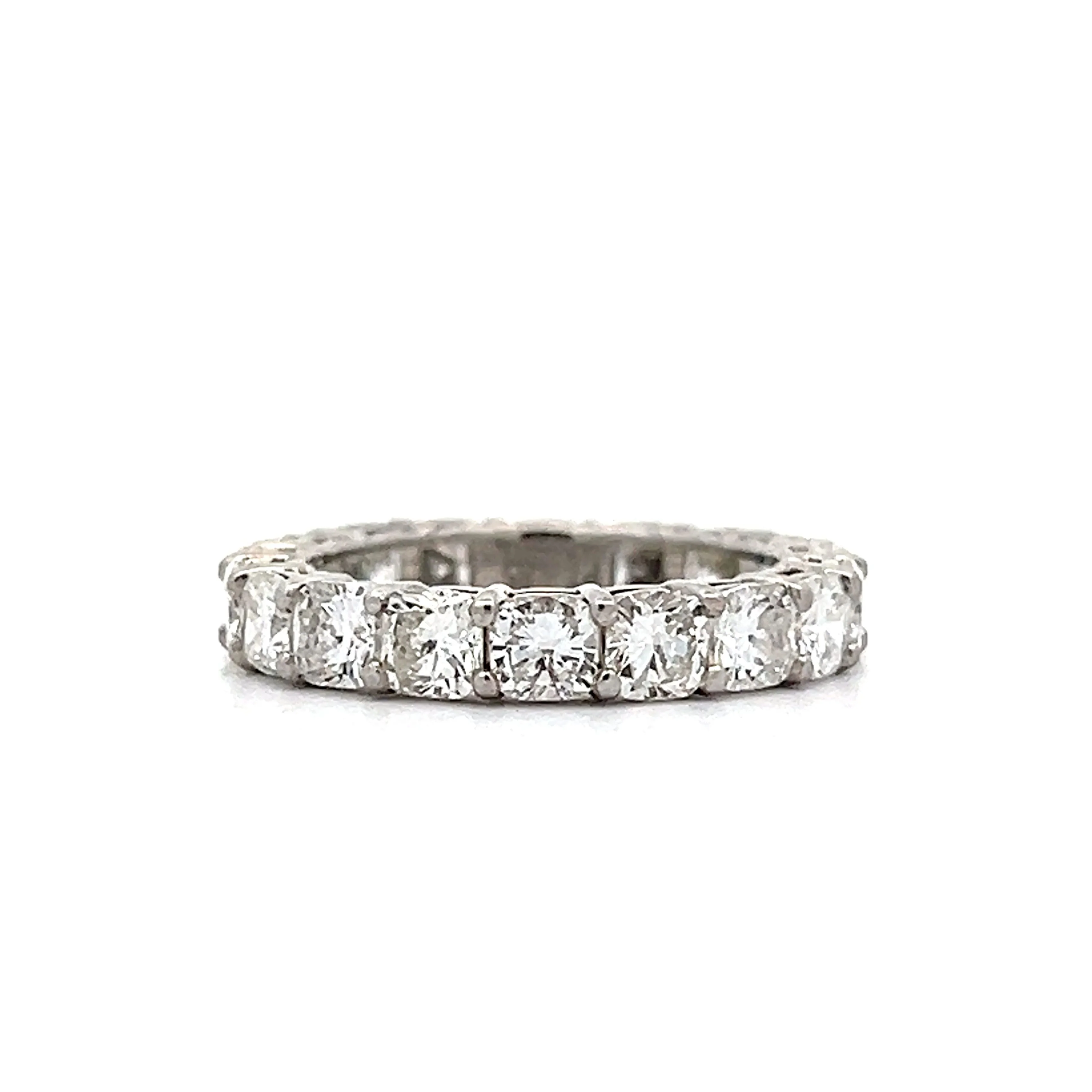3.85 Cushion Cut Diamond Eternity Band in Platinum
