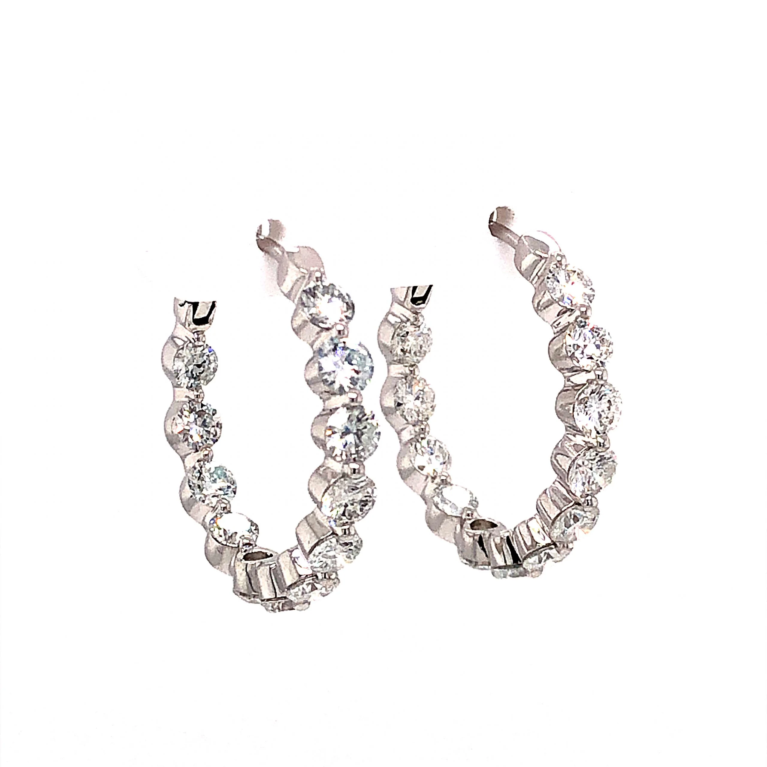 3.87 Carat Diamond Hoop Earrings in 18k White Gold - Image 3
