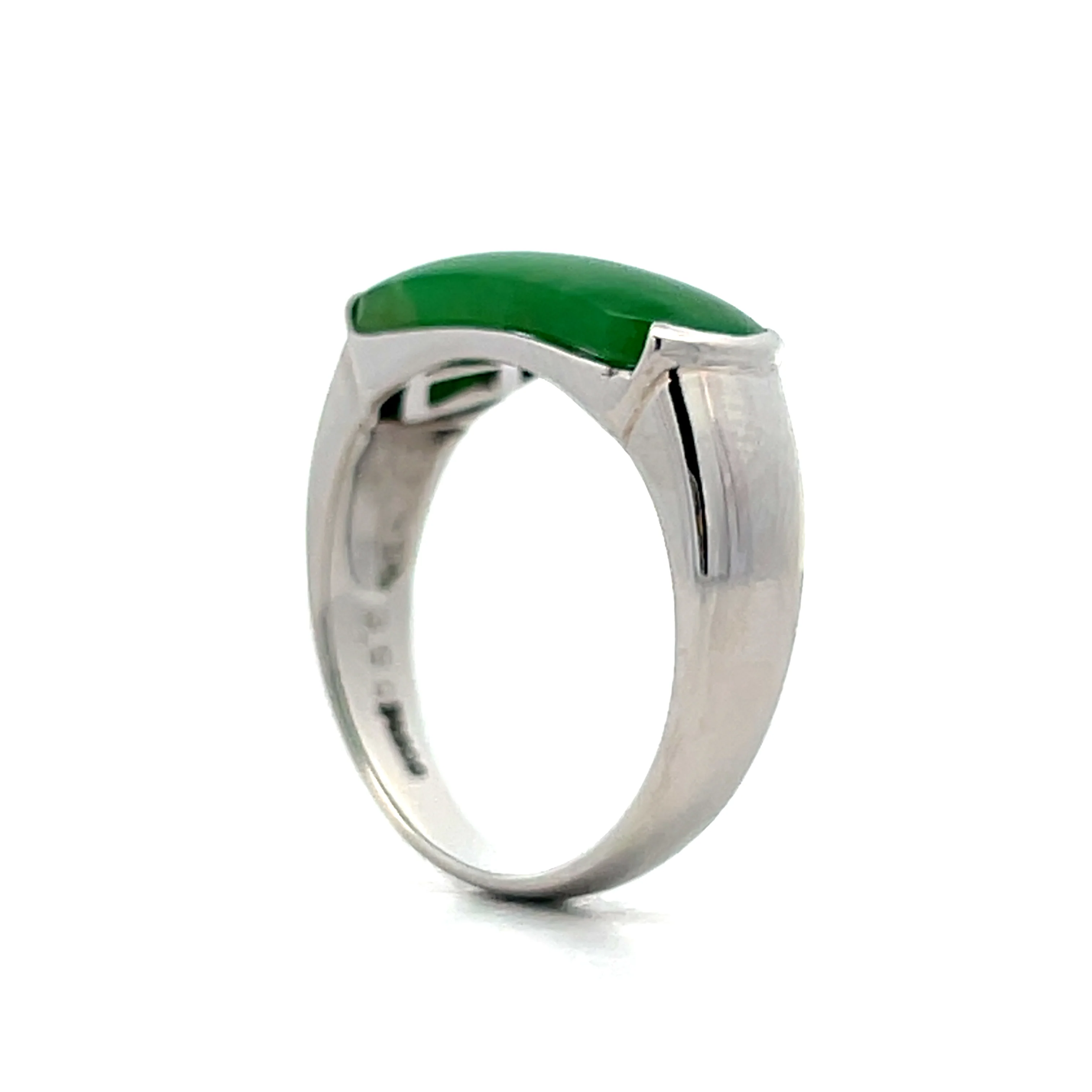 3.90 Cabochon Jadeite Cocktail Ring in Platinum - Image 5