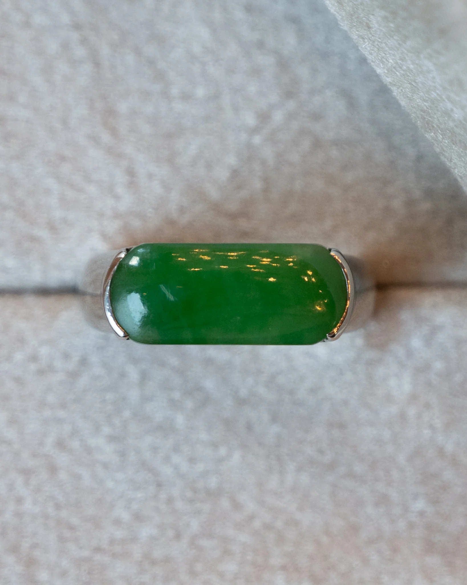 3.90 Cabochon Jadeite Cocktail Ring in Platinum - Image 6