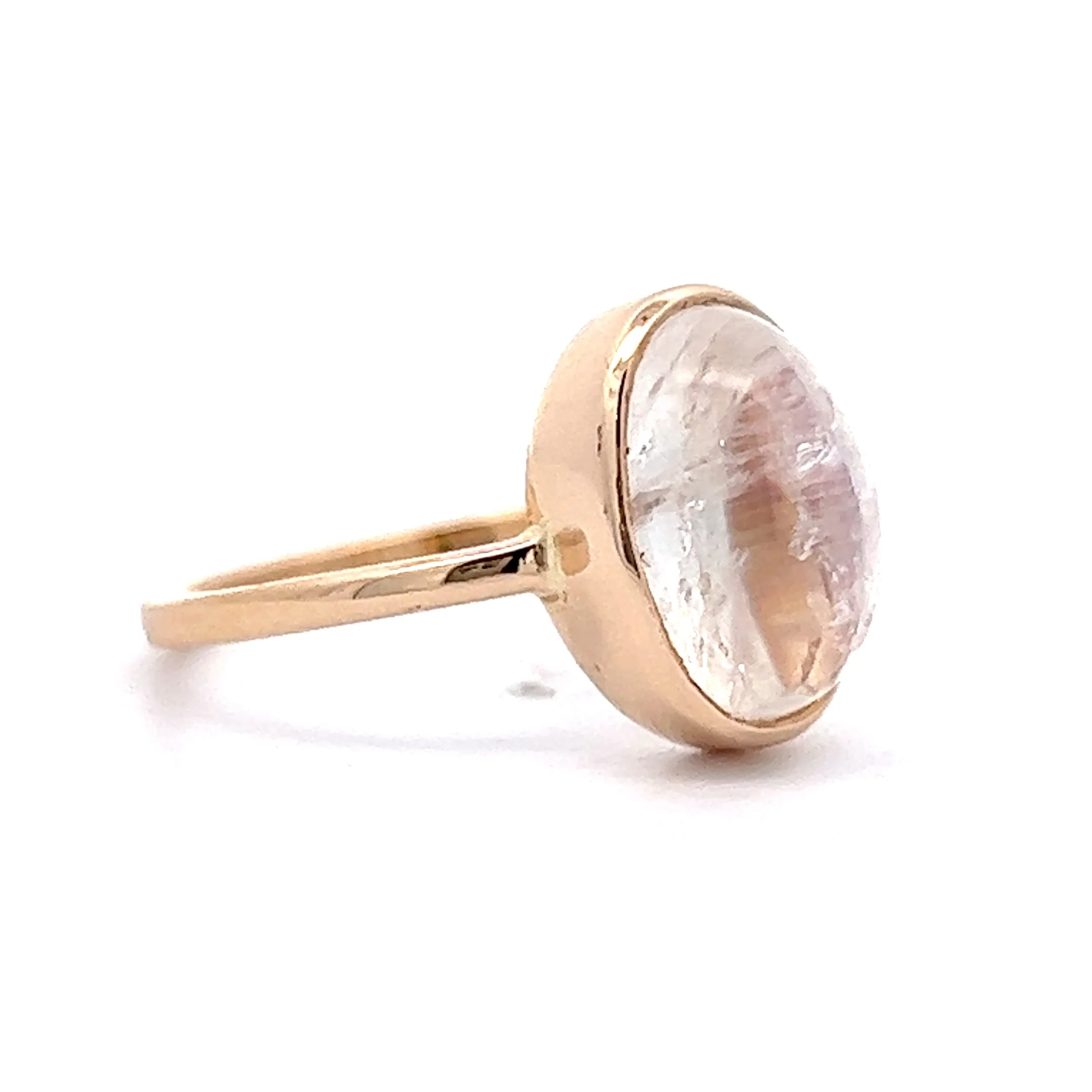 3.90 Cabochon Cut Moonstone Ring in 14k Yellow Gold - Image 3