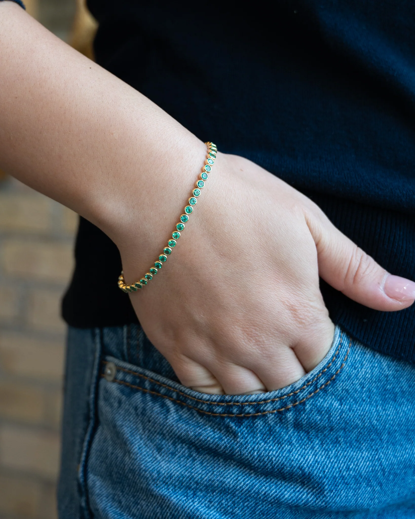3.95 Emerald Tennis Bracelet in 14k Yellow Gold - Image 6