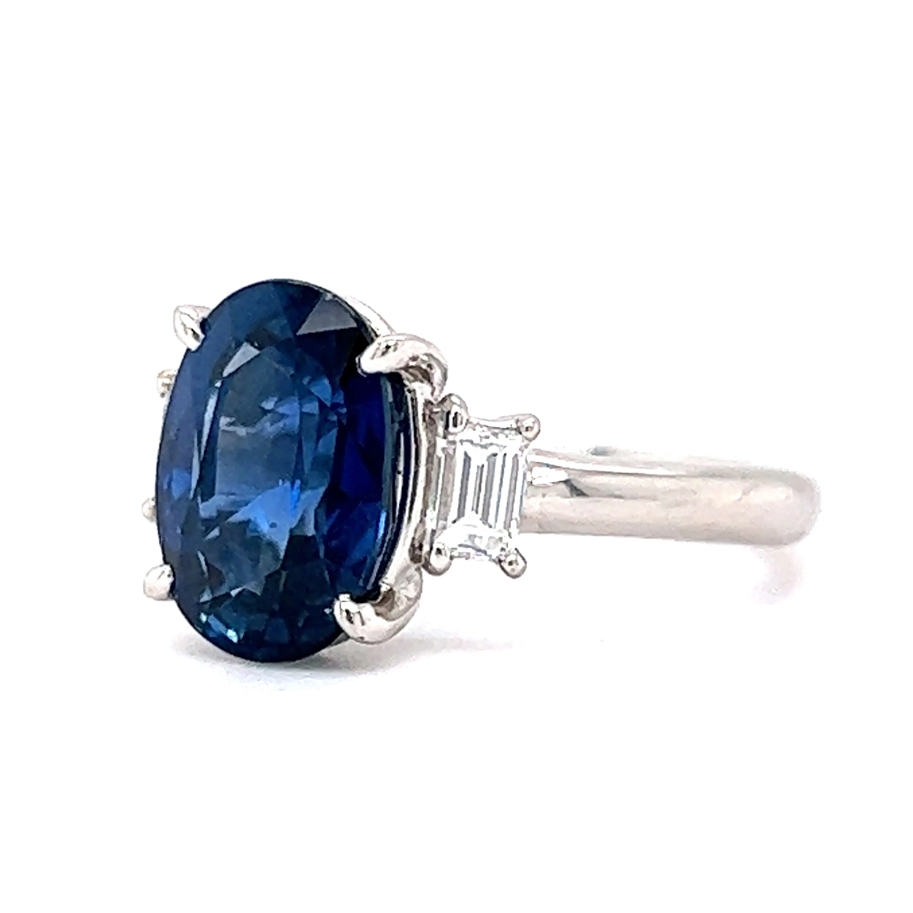 3.99 Thai Sapphire & Diamond Engagement Ring in Platinum - Image 2