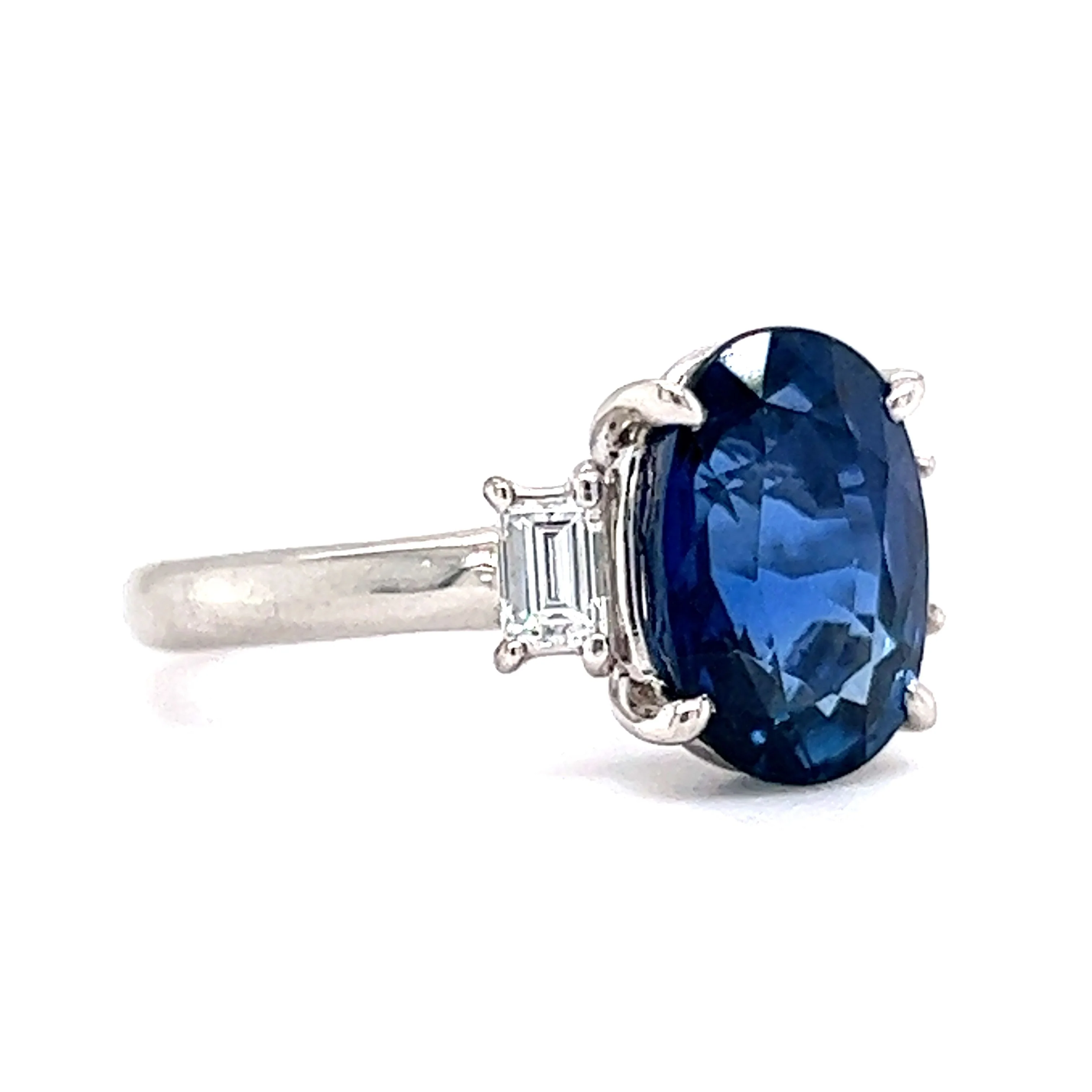 3.99 Thai Sapphire & Diamond Engagement Ring in Platinum - Image 3