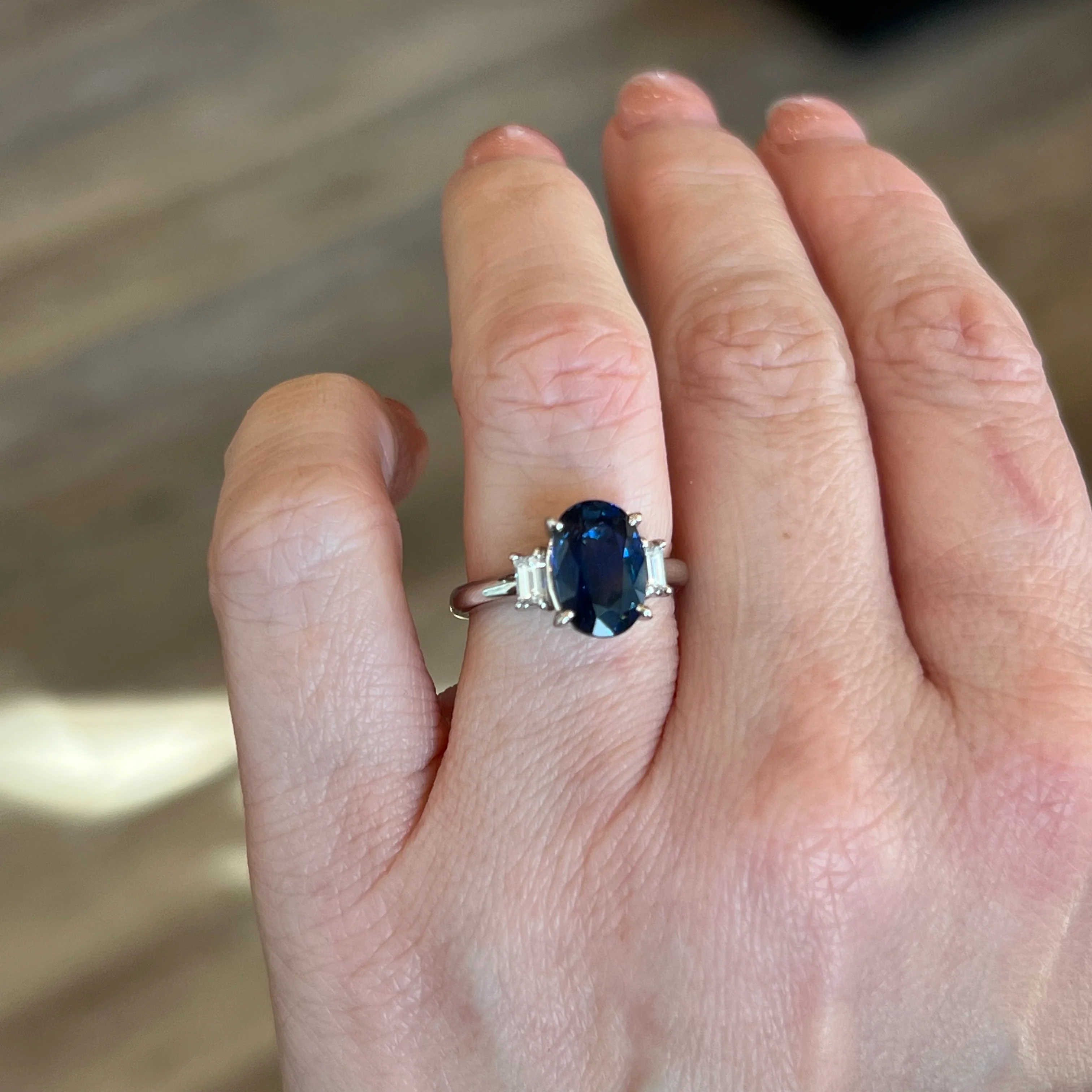 3.99 Thai Sapphire & Diamond Engagement Ring in Platinum - Image 6