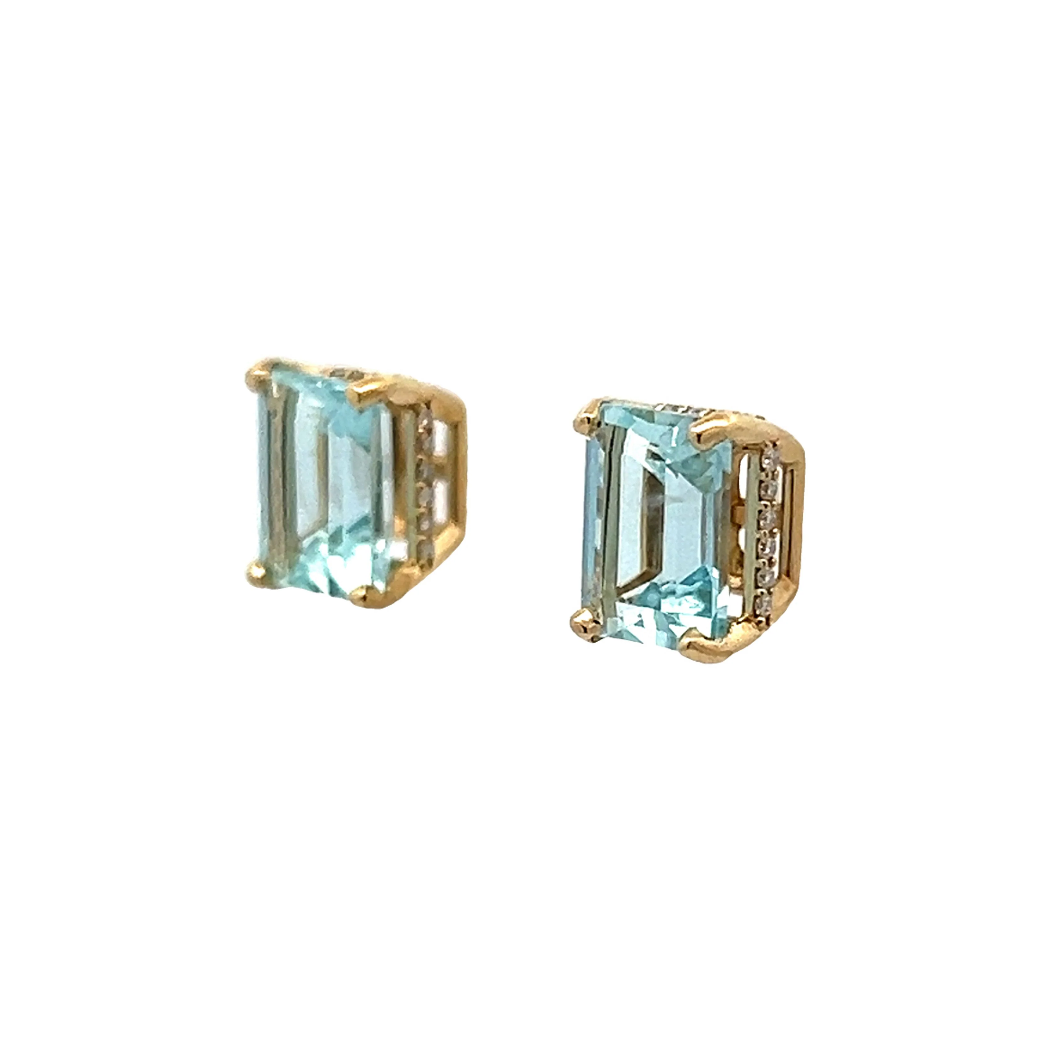 3 Carat Aquamarine Stud Earrings in 14K Yellow Gold - Image 2