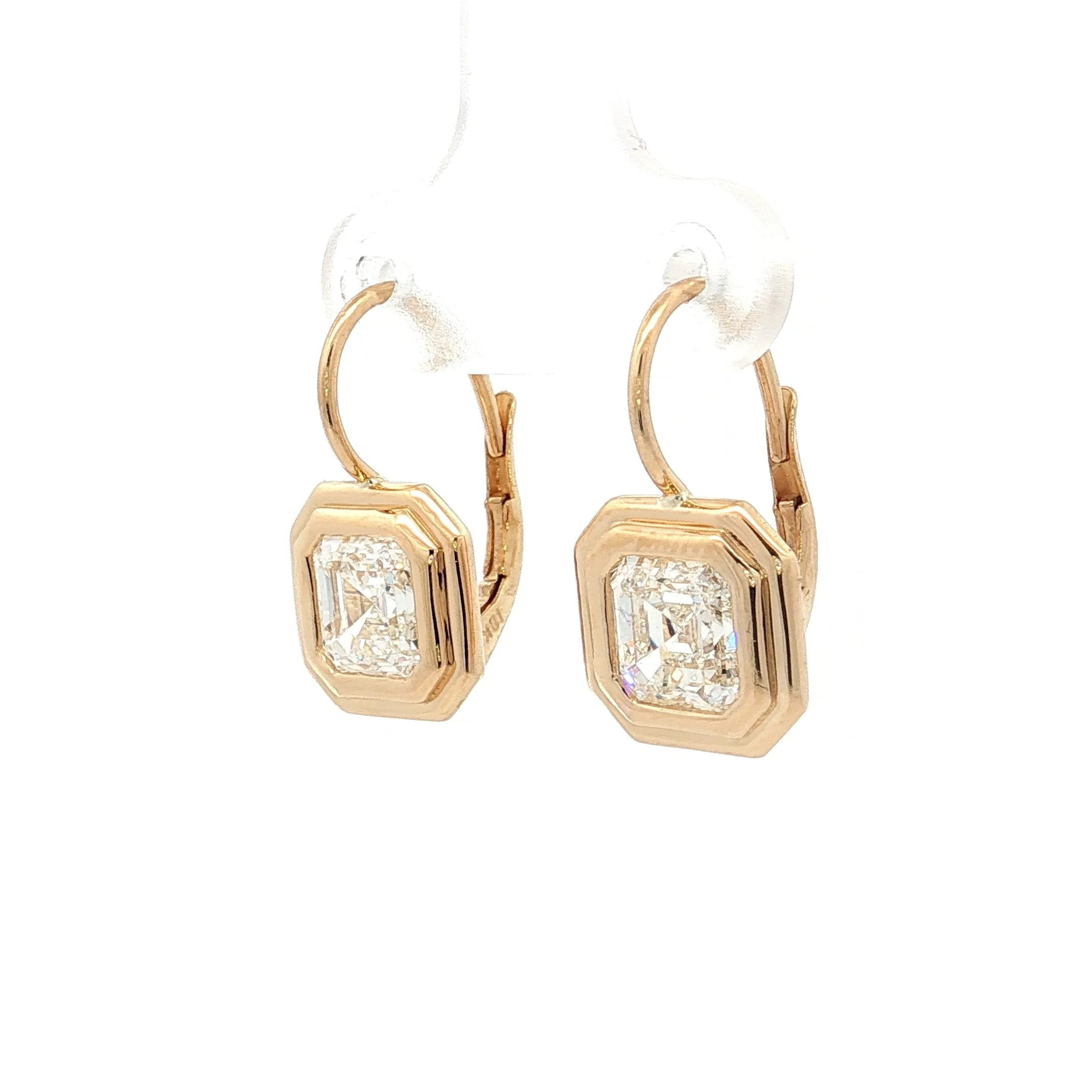 3 Carat Asscher Diamond Drop Earrings 18k Yellow Gold - Image 2