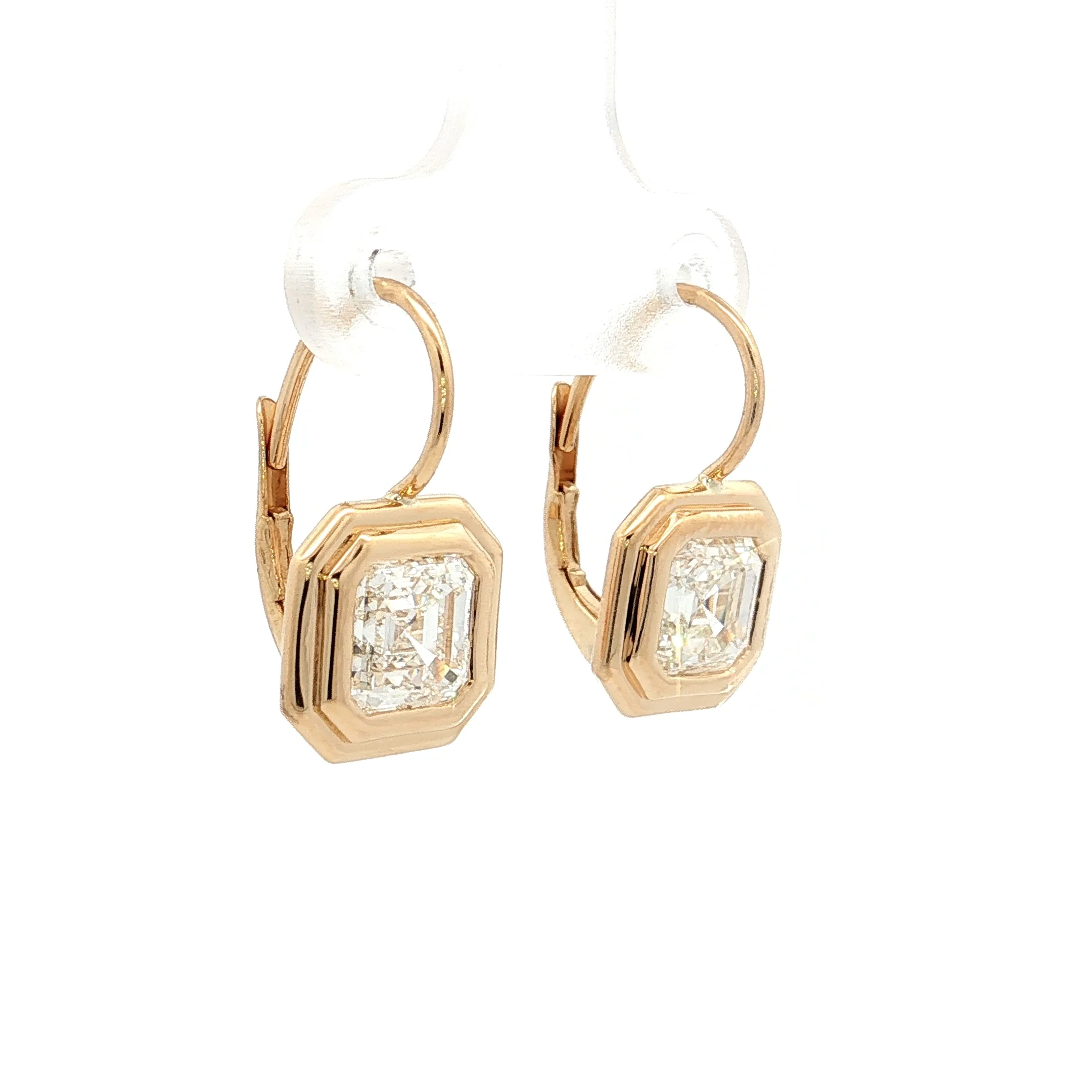 3 Carat Asscher Diamond Drop Earrings 18k Yellow Gold - Image 3