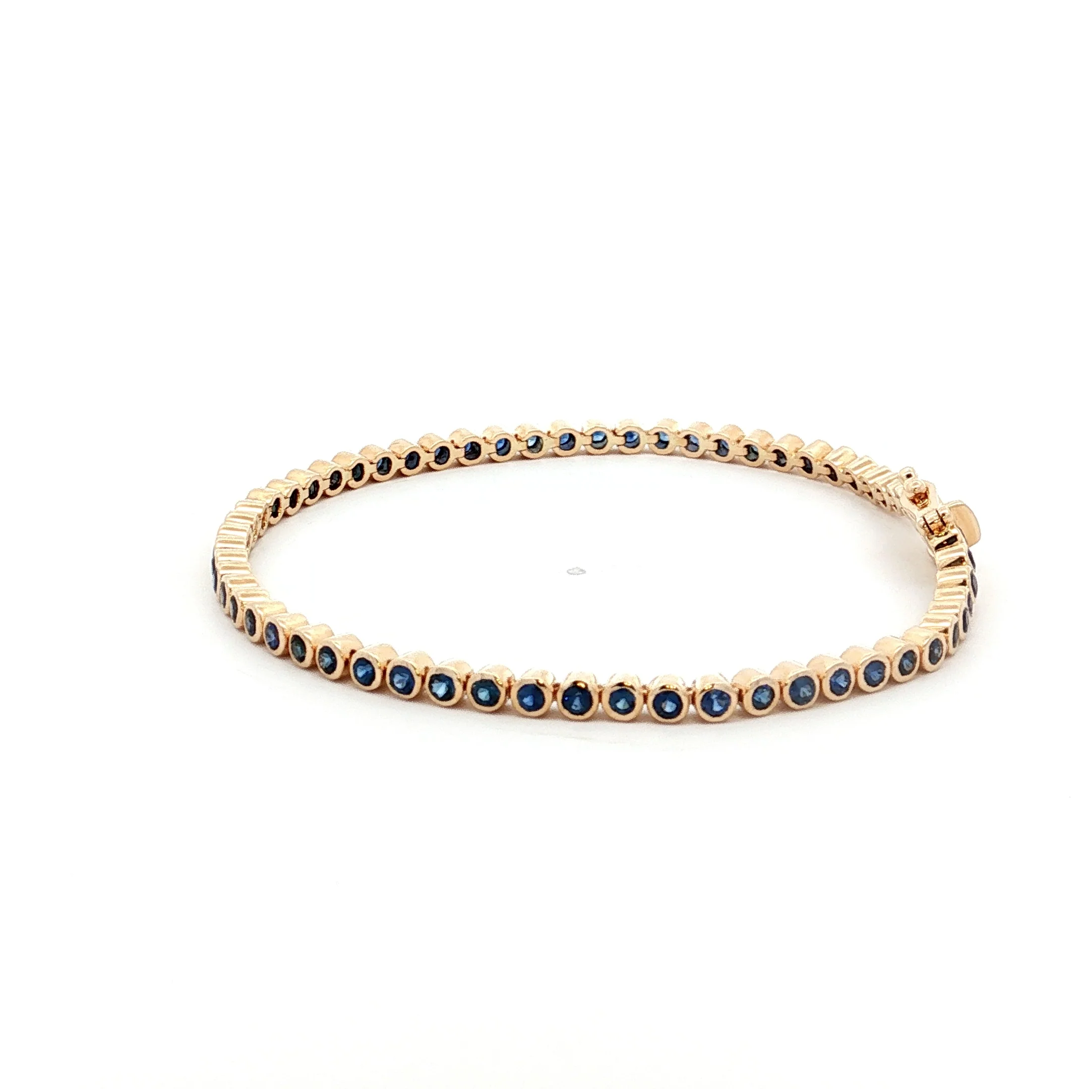 3 Carat Bezel Sapphire Tennis Bracelet in 14k Yellow Gold - Image 2