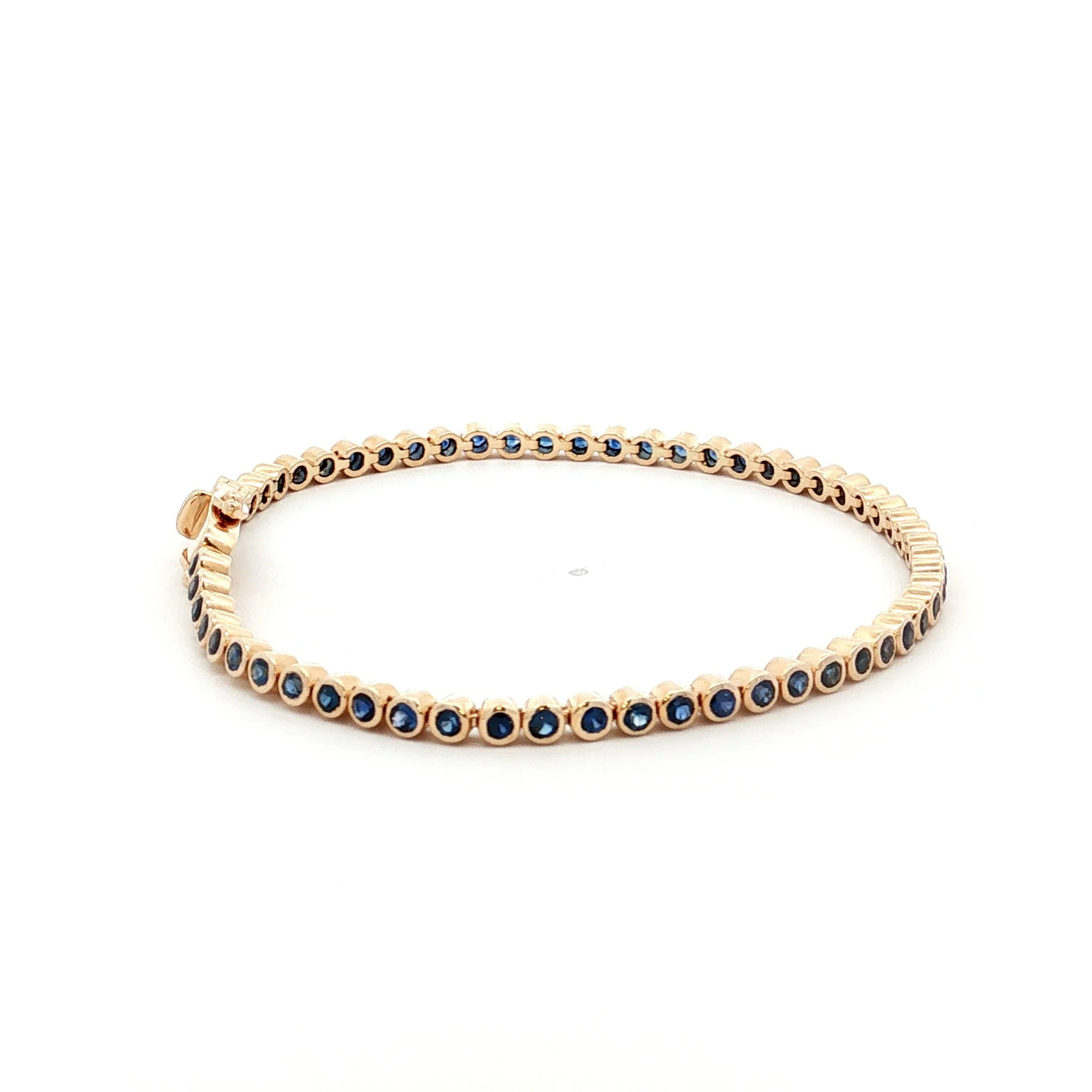 3 Carat Bezel Sapphire Tennis Bracelet in 14k Yellow Gold - Image 3