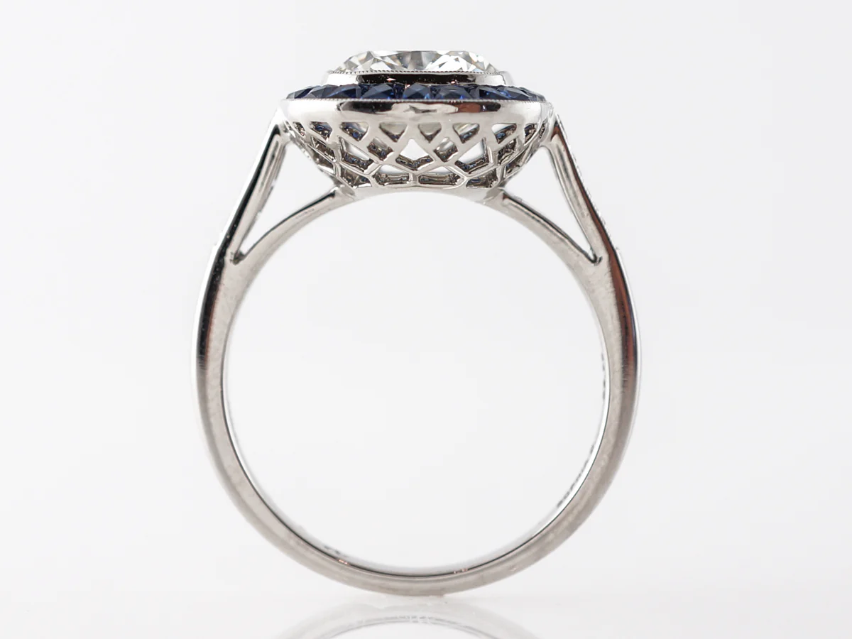3 Carat Cushion Diamond & Sapphire Halo Engagement Ring - Image 4