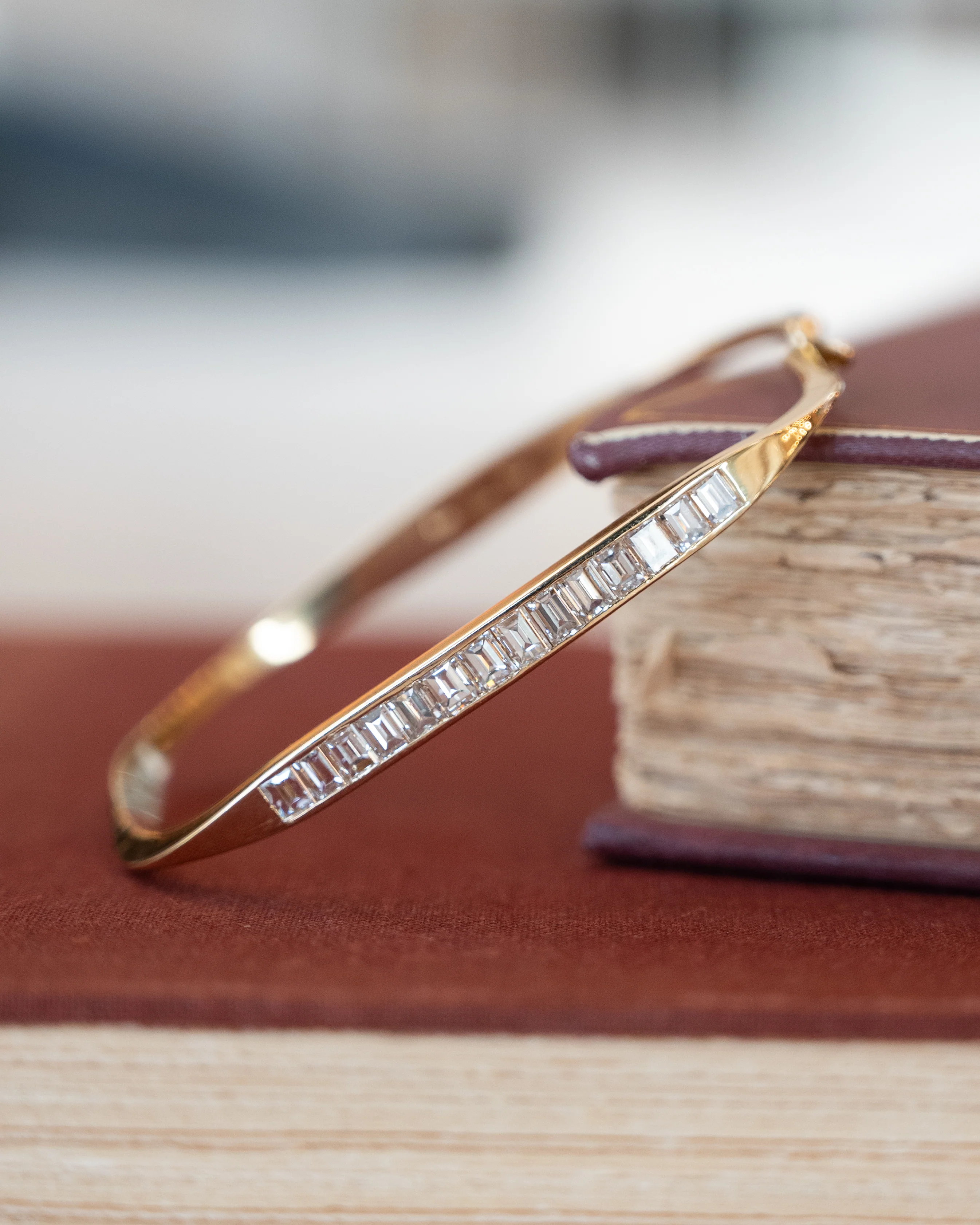 3 Carat Diamond Bangle Bracelet 18k Yellow Gold - Image 5