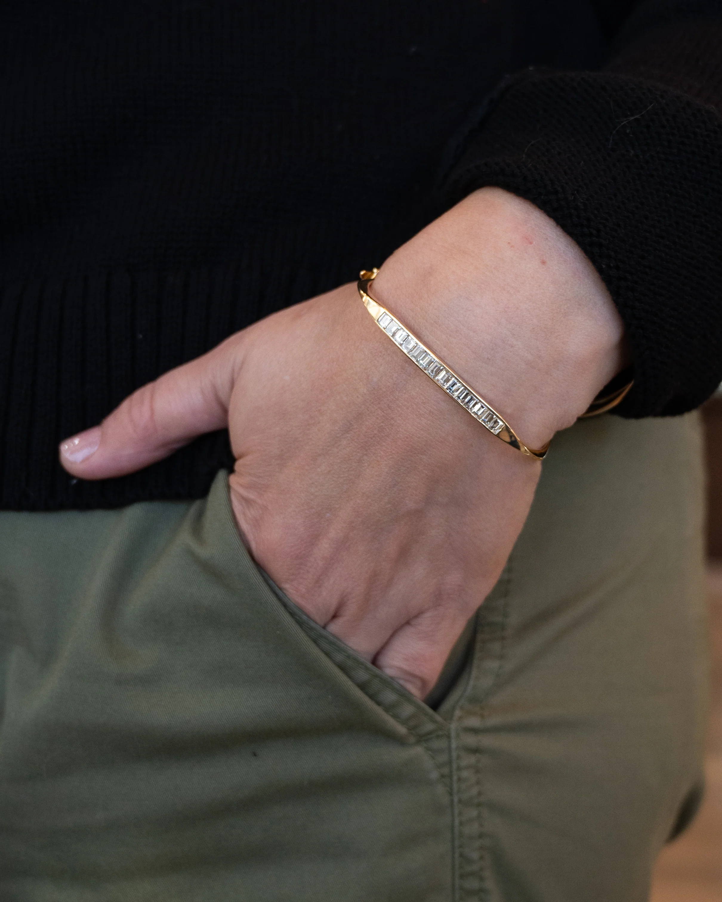 3 Carat Diamond Bangle Bracelet 18k Yellow Gold - Image 6