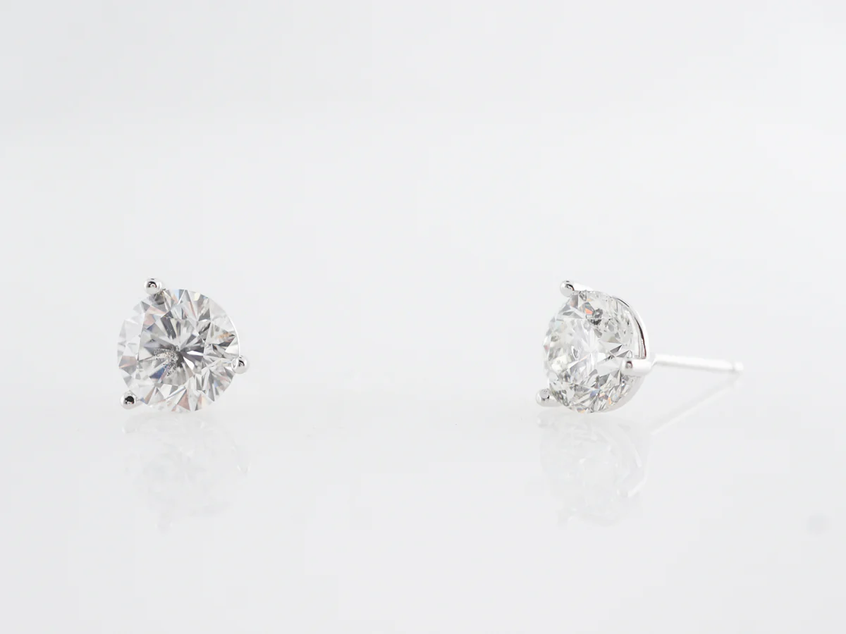 3 Carat Diamond Earring Studs in 14k White Gold - Image 2