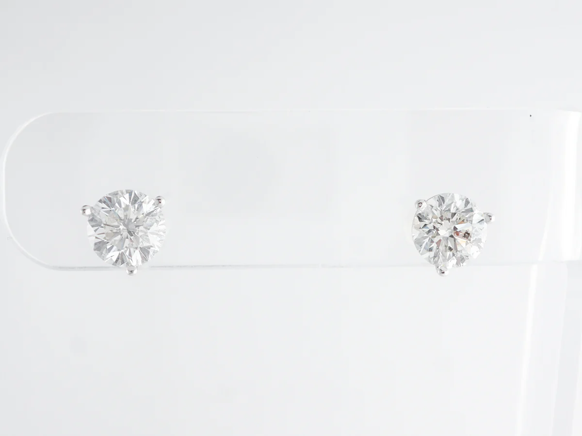 3 Carat Diamond Earring Studs in 14k White Gold - Image 3