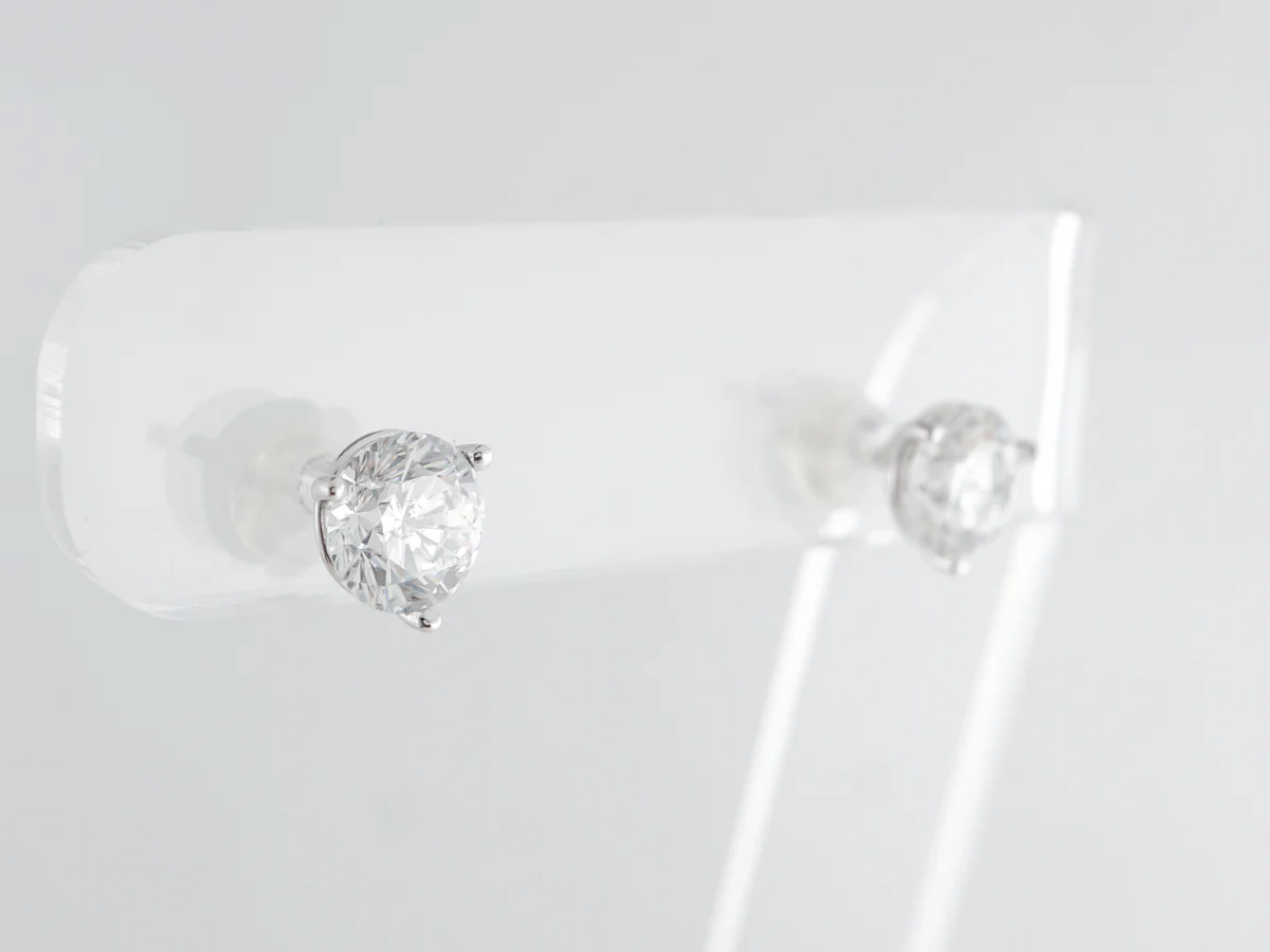 3 Carat Diamond Earring Studs in 14k White Gold - Image 5