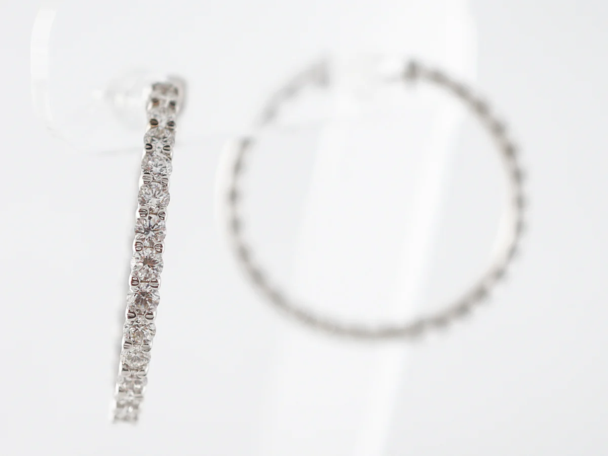 3 Carat Diamond Hoop Earrings in 18k White Gold - Image 2